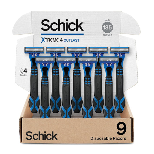 Schick Xtreme 4 Disposable Razors for Men - 9 Count Outlast Shaving Blades