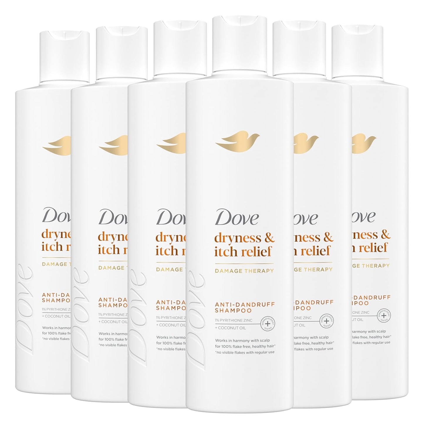 Anti-Dandruff Shampoo for Dryness & Itch Relief - Dove Dermacare Scalp, 3 Bottles (12 FL OZ Each)