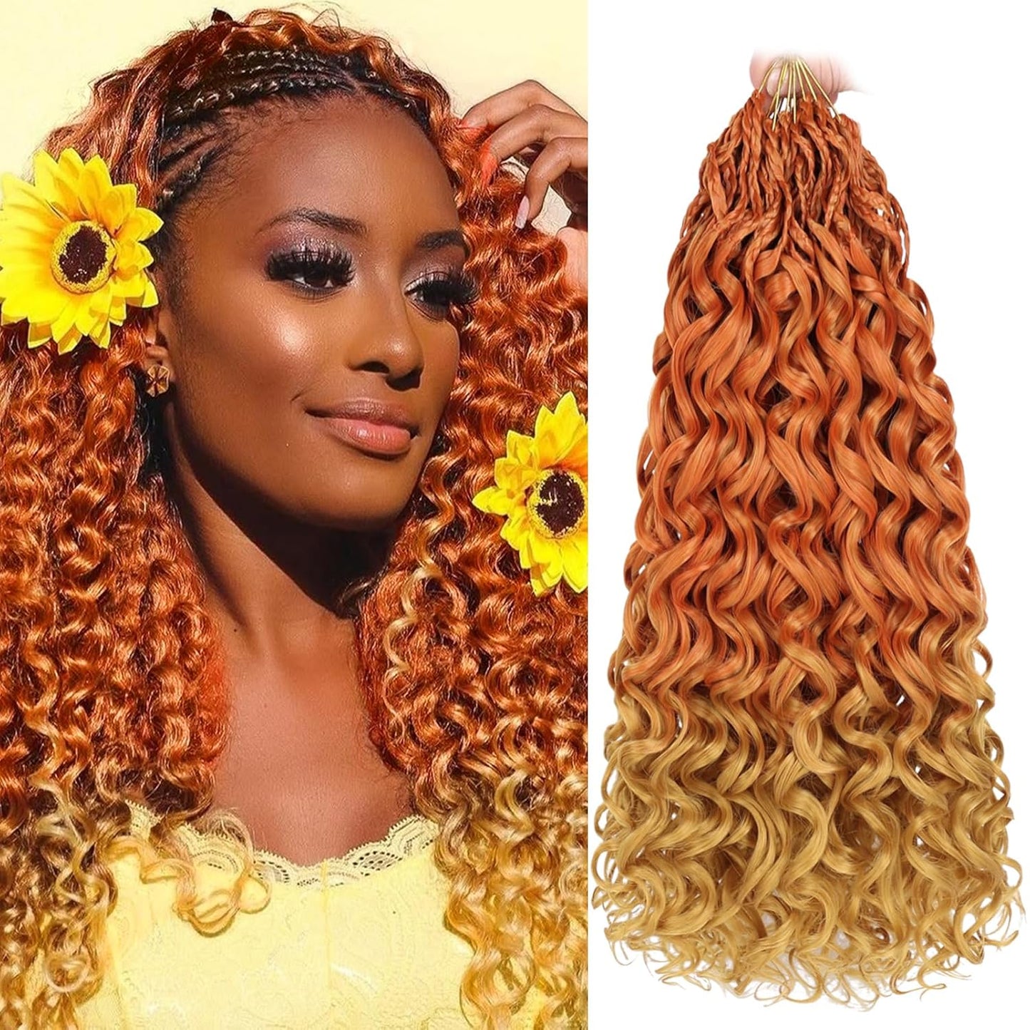 10 Inch Ombre Honey Blonde Gogo Curl Crochet Hair - 8 Packs Ocean Wave Short Curly Braids for Women & Kids