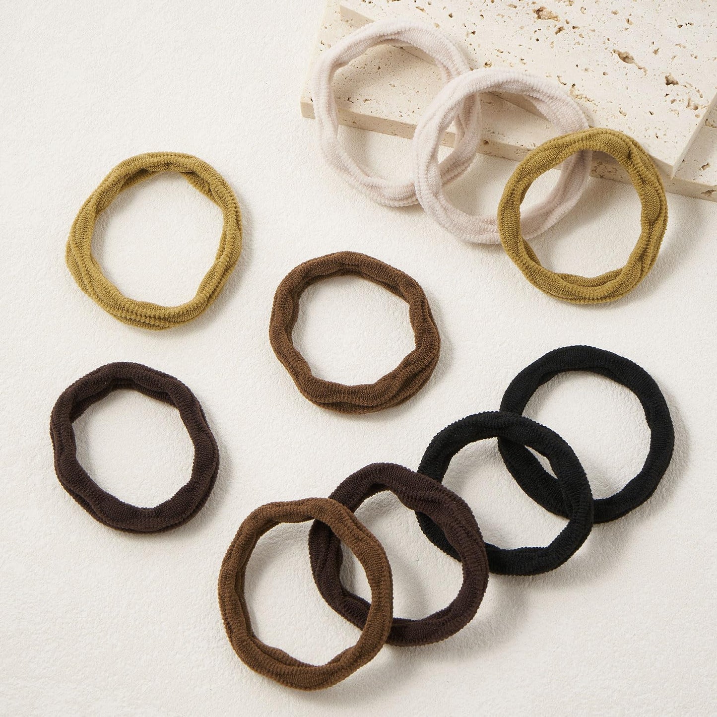 QIUTIMIY 10 Pcs No Damage Hair Ties Thick Hair Elastic Rubber Bands Hair Accessories Scrunchies Seamless for Women