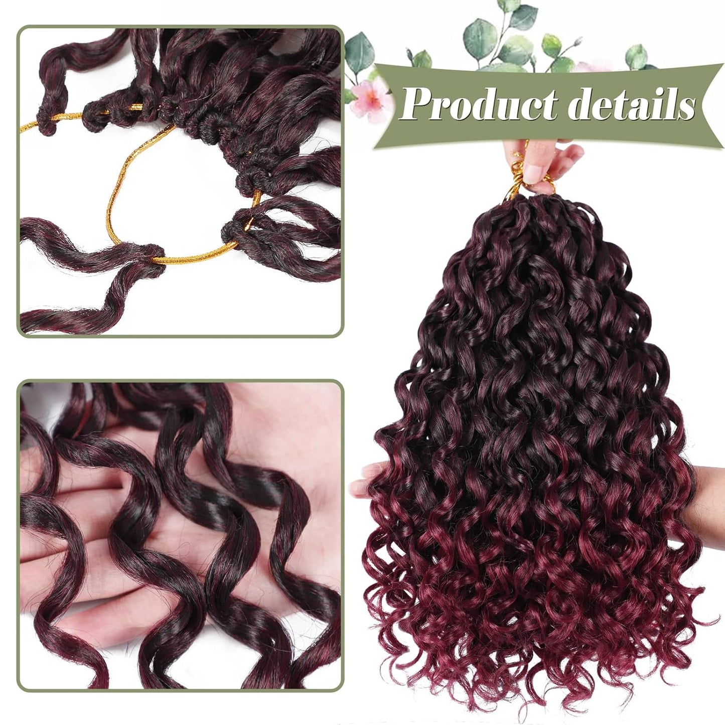 GoGo Curl Crochet Hair 10 Inch - 8 Packs Ombre Brown Water Wave Extensions for Black Women
