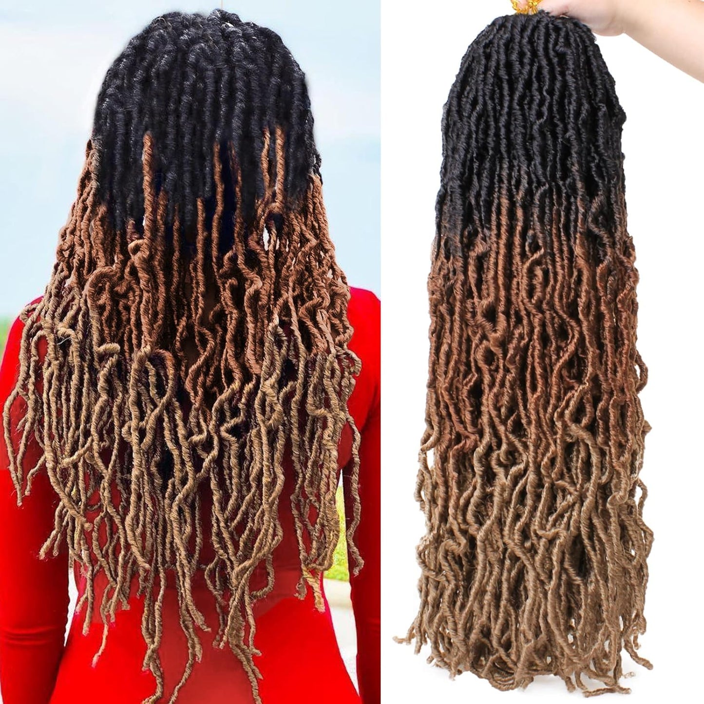 Faux Locs Crochet Hair - 18 Inch Pre-Looped 7 Packs Soft Natural Black Goddess Locs for Women