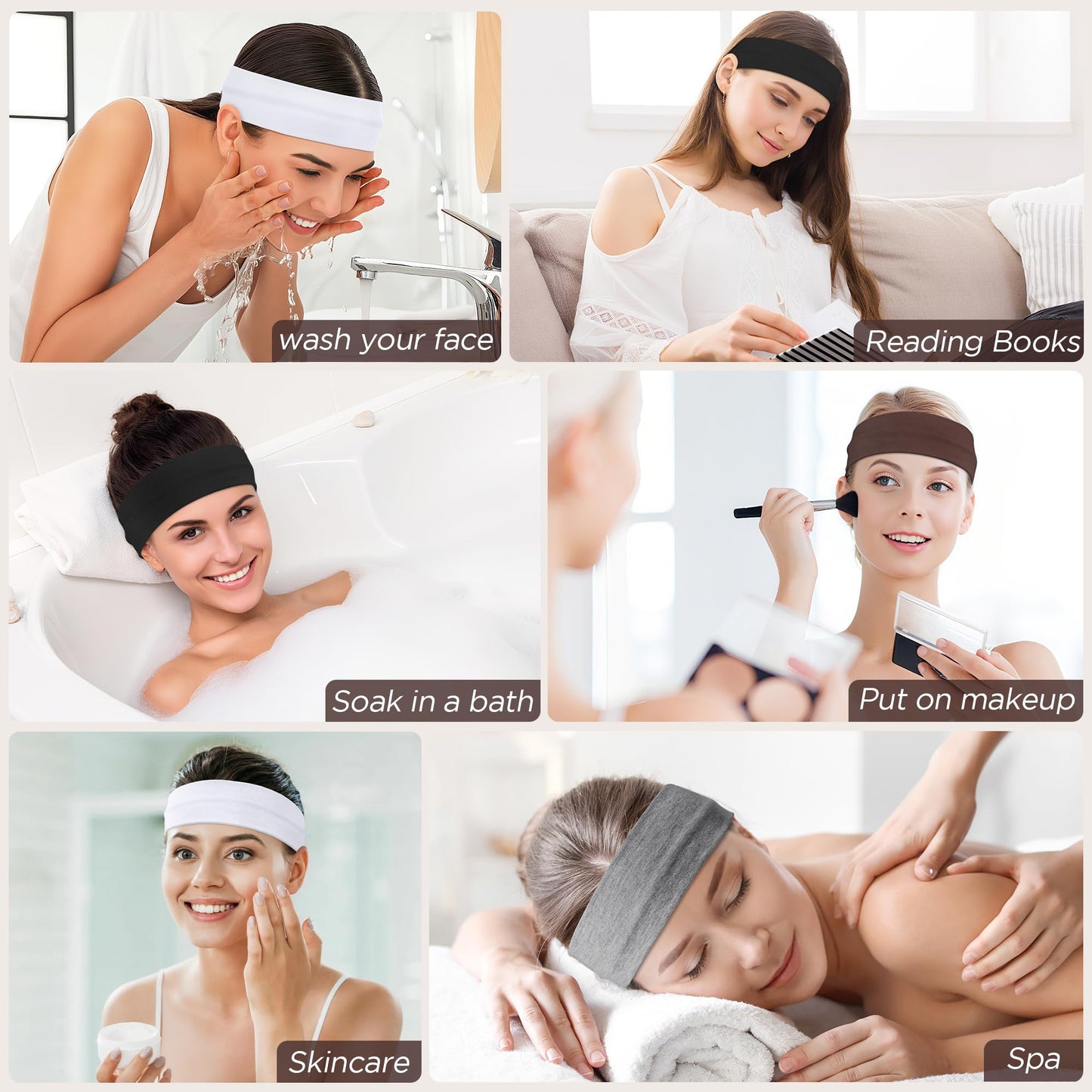 8 Pack Headbands for Women Non Slip - Stylish Sports Hair Bands for Women's Hair - Soft Cotton Cloth Stretchy Headbands for Women for Yoga, Outdoor Exercise Running