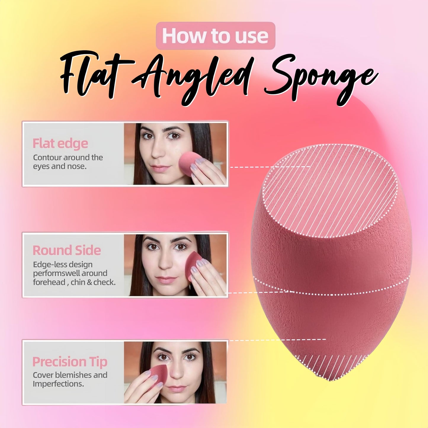 Makeup Sponge Set BS-MALL with Storage Case 7 Pcs for Liquid, Cream, and Powder,SAVE Foundation with 1 Mini Makeup Sponge For Travel Daily Use (A-Pink)