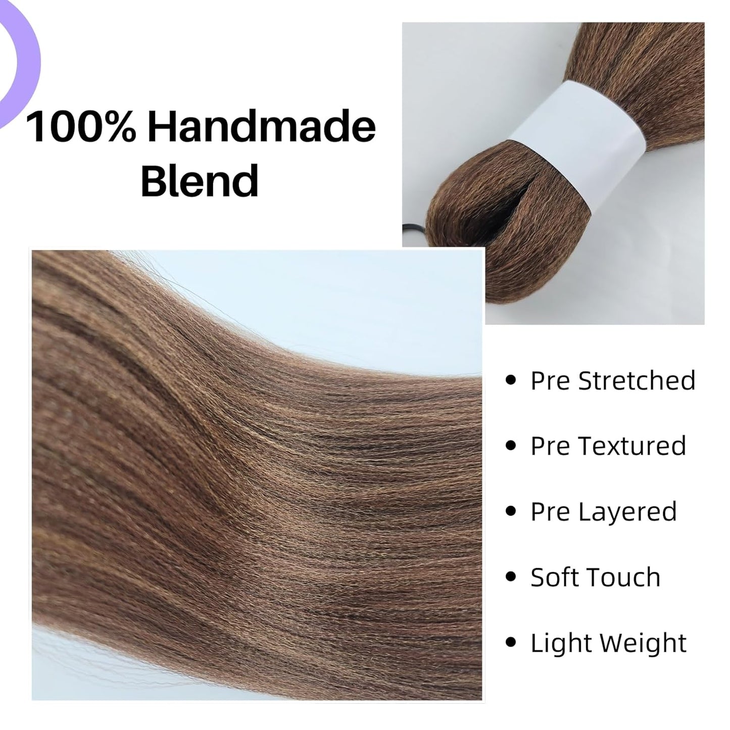 Ash Brown Pre-Stretched Knotless Braiding Hair Extensions - 6 Packs Synthetic Box Braids