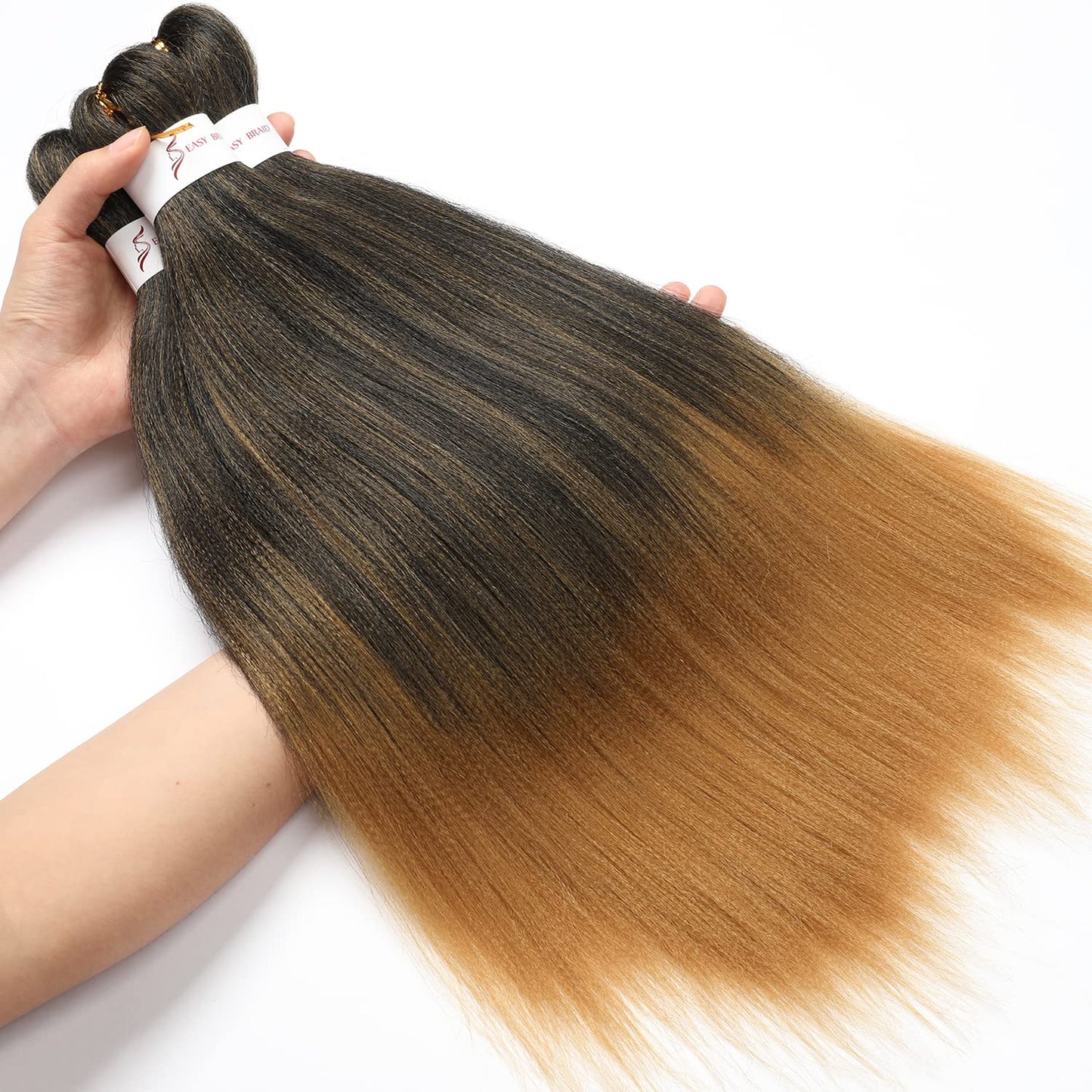 8 Packs 20-Inch Ombre Pre-Stretched Braiding Hair - Soft Yaki Texture Extensions