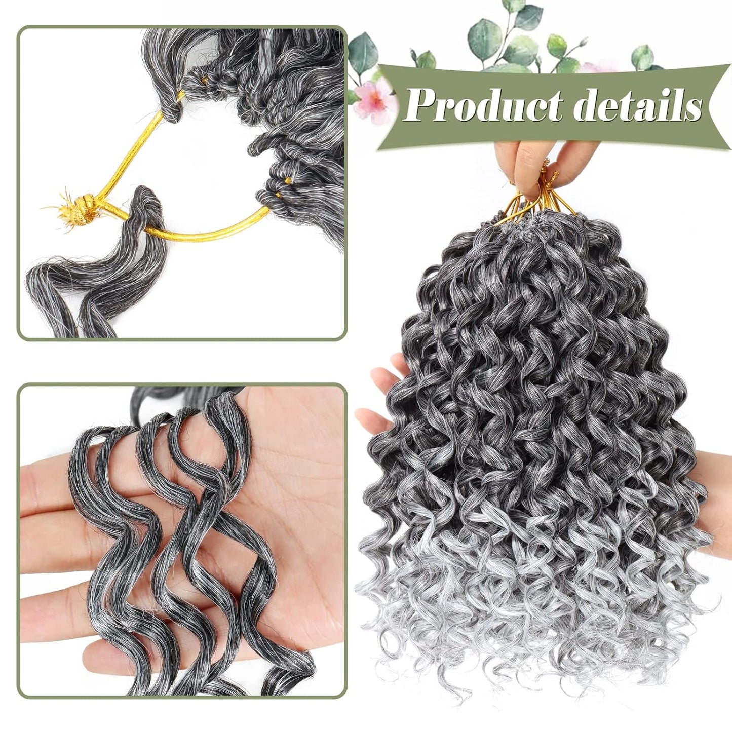 GoGo Curl Crochet Hair 10 Inch - 8 Packs Ombre Brown Water Wave Extensions for Black Women