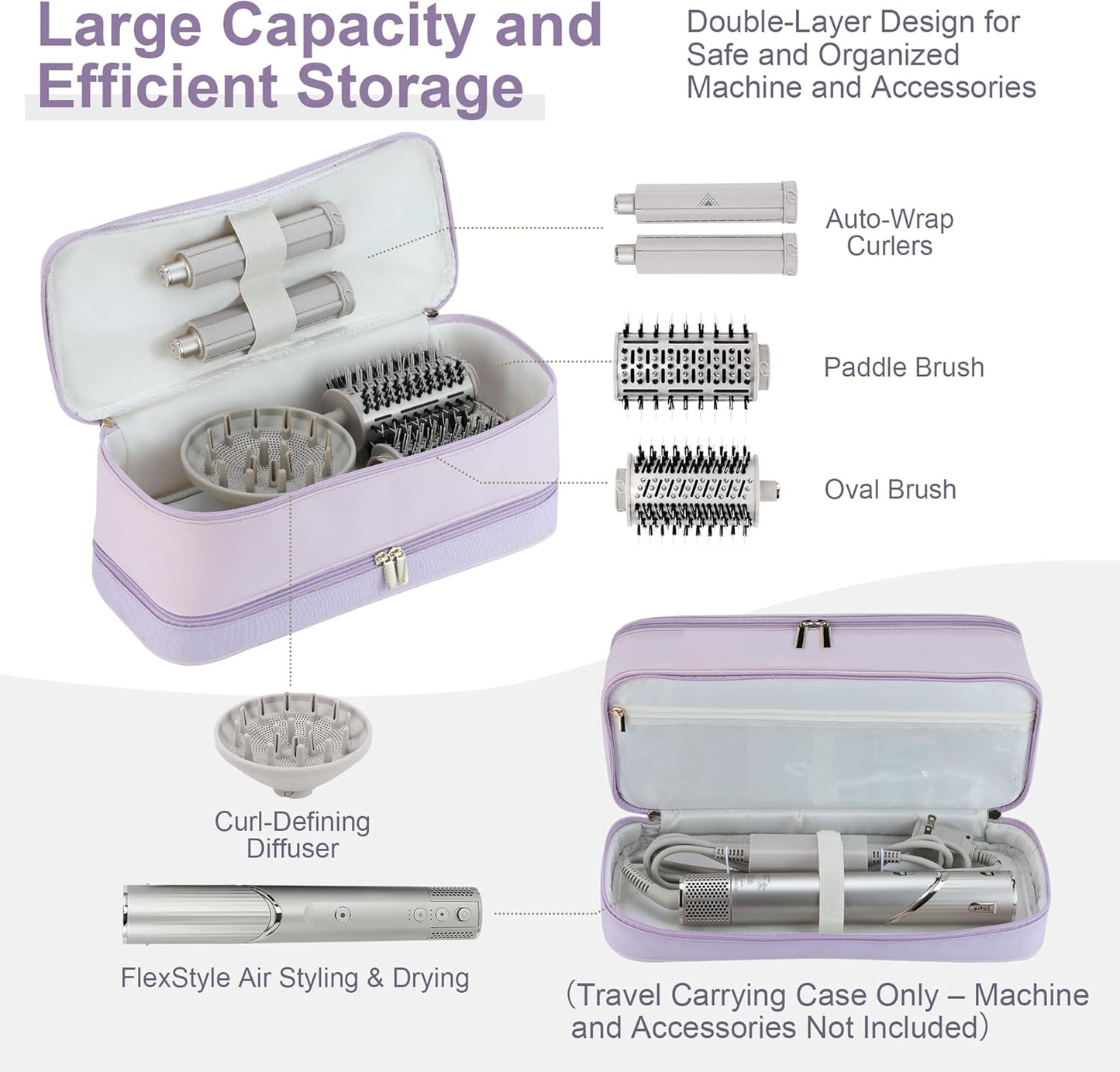 Dyson Airwrap Travel Case - Double-Layer Storage Bag for Shark Hair Dryer & Attachments