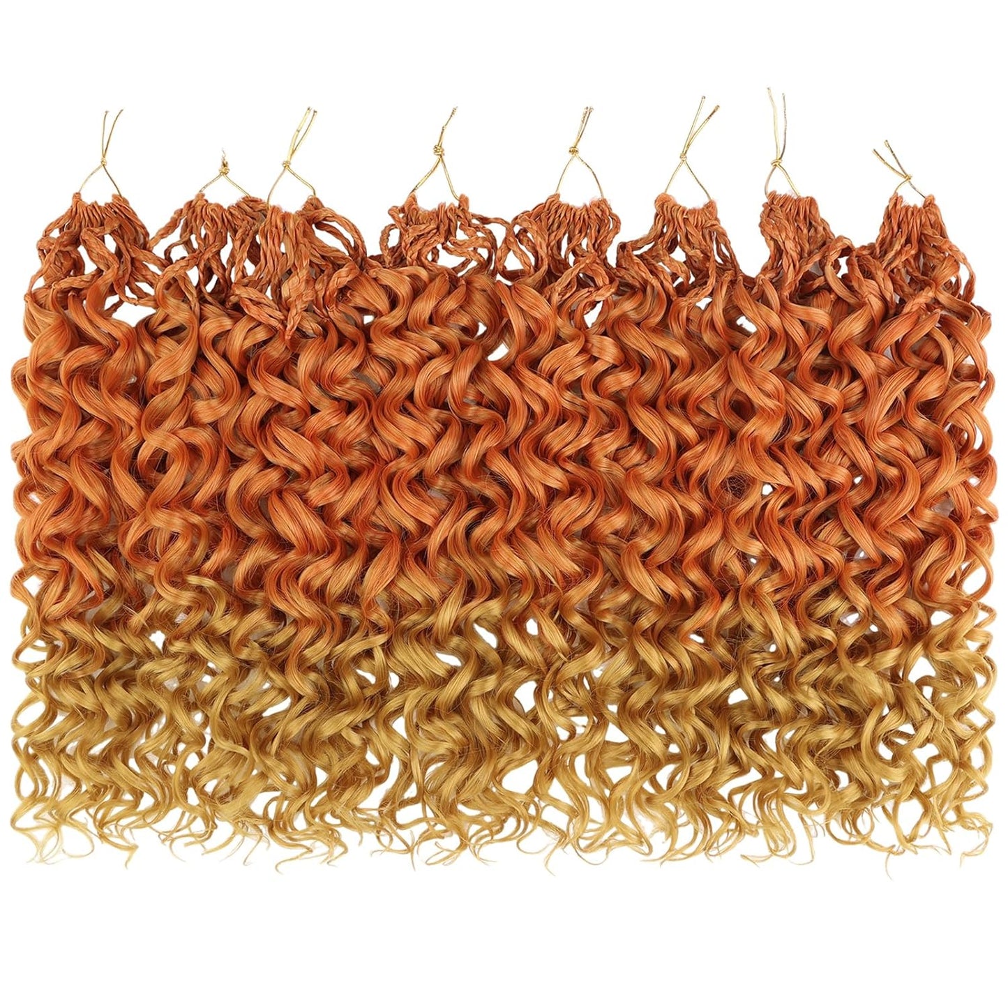 10 Inch Ombre Honey Blonde Gogo Curl Crochet Hair - 8 Packs Ocean Wave Short Curly Braids for Women & Kids