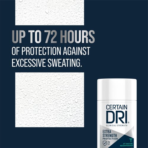 Certain Dri Extra-Strength Clinical Antiperspirant Solid Deodorant for Men & Women - 72-Hour Sweat & Odor Protection - Hyperhidrosis Treatment - Powder Fresh Scent