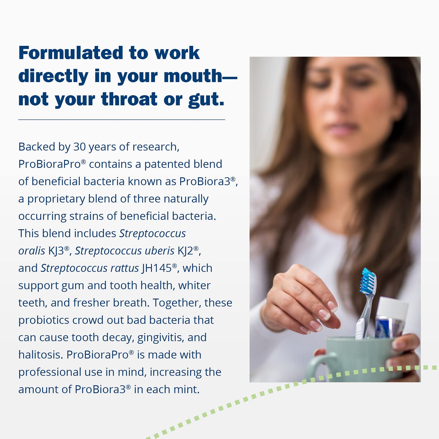 ProBiora Professional Strength Oral Probiotics for Teeth and Gums | Dental Probiotic for Oral Health | Bad Breath Treatment for Adults | Tooth Whitening | ProBiora3 Probiotic Blend | 90 Mint Tablets