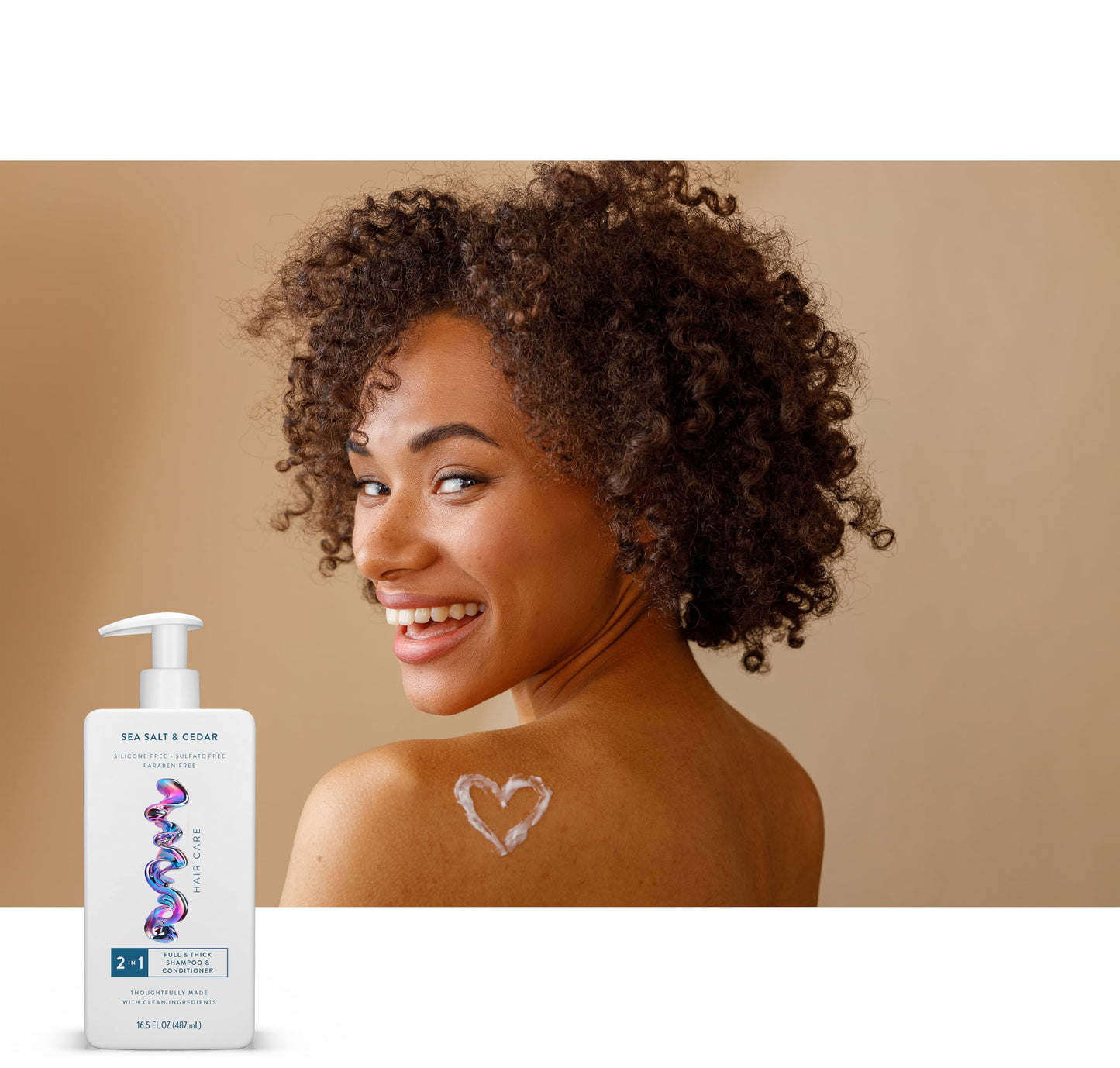 Hair and Body Wash - 2 in 1 Shampoo and Conditioner And Body Wash - Sea Salt & Cedar - Contain Naturally Derived Ingredients | All Hair - 16.5 and 18 FLOz - Pack Of 02