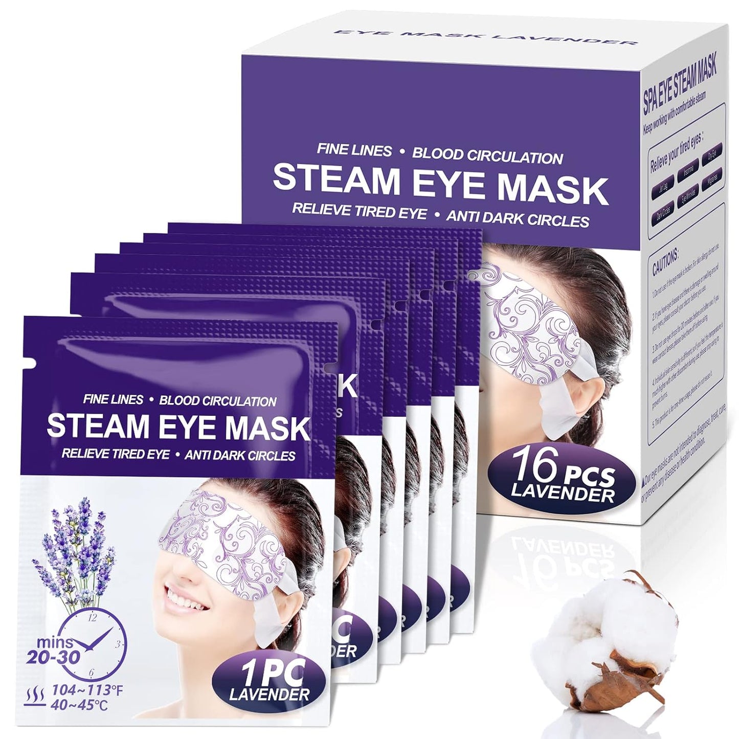 Self-Heating Eye Mask 18 Pack - Silk Cotton Warm Compress for Dry Eye Relief