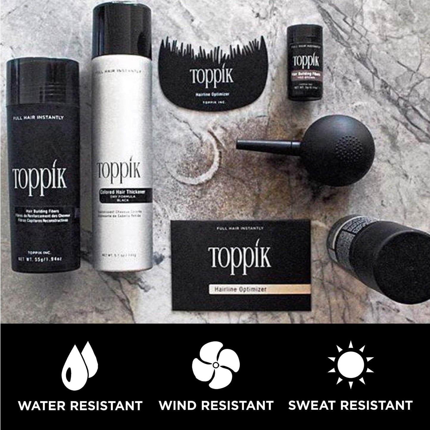 Toppik Hair Building Fibers, Black, 55g Fill In Fine or Thinning Hair, Instantly Thicker, Fuller Looking, 9 Shades for Men & Women, Keratin Protein Formula