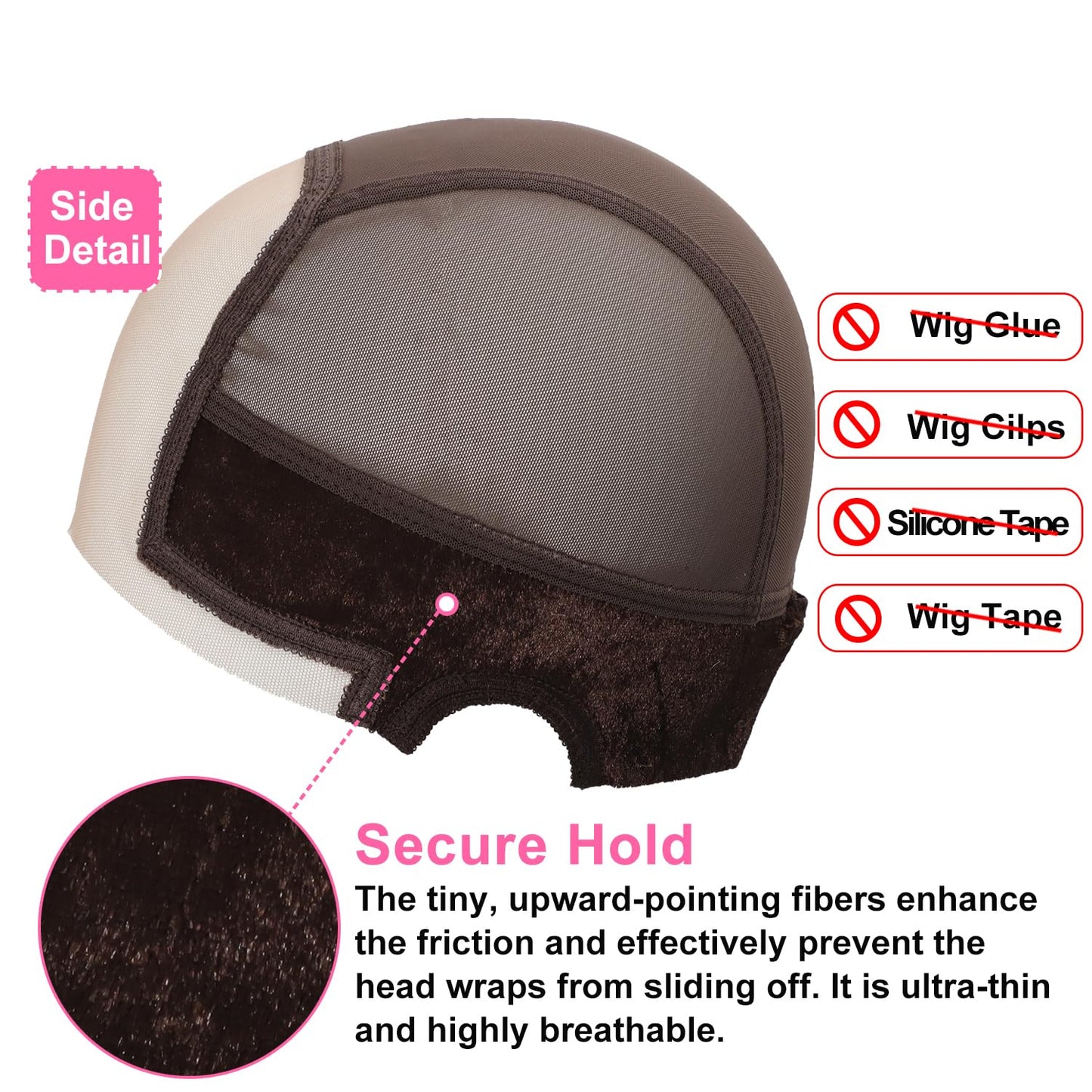 Wig Cap for Women Non-Slip, HD Lace Front Wig Grip Cap with Adjustable Band | Breathable & Glueless | Secure Hold for Lace Wigs, Braids, and Alopecia