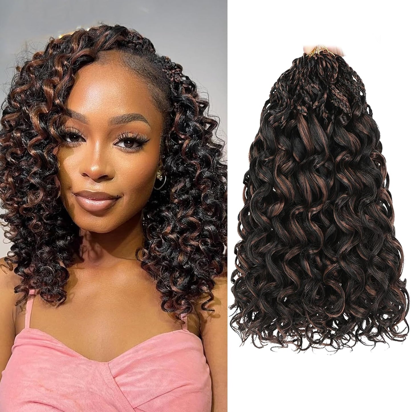 10 Inch Ombre Honey Blonde Gogo Curl Crochet Hair - 8 Packs Ocean Wave Short Curly Braids for Women & Kids