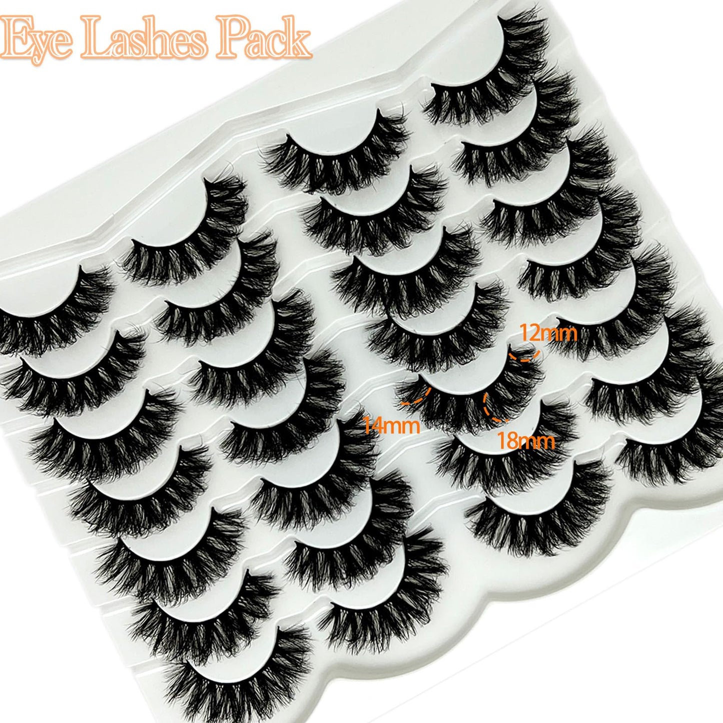 etokdos Fluffy Lashes D Curl Dramatic Strip Lashes Mink 20mm Long Big Eyelashes Pack 3D Volume Faux Mink Fake Lashes Pack