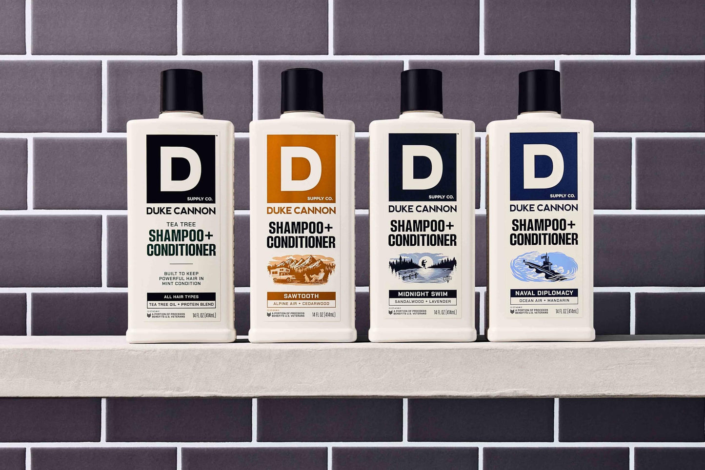 Duke Cannon Supply Co. 2-in-1 Hair Wash - Masculine Scent - Gentle Cleansing Hair Wash For Men - Stimulating Hair Shampoo & Conditioner - Strengthens Hair - Naval Diplomacy - 2 Pack (14 oz)
