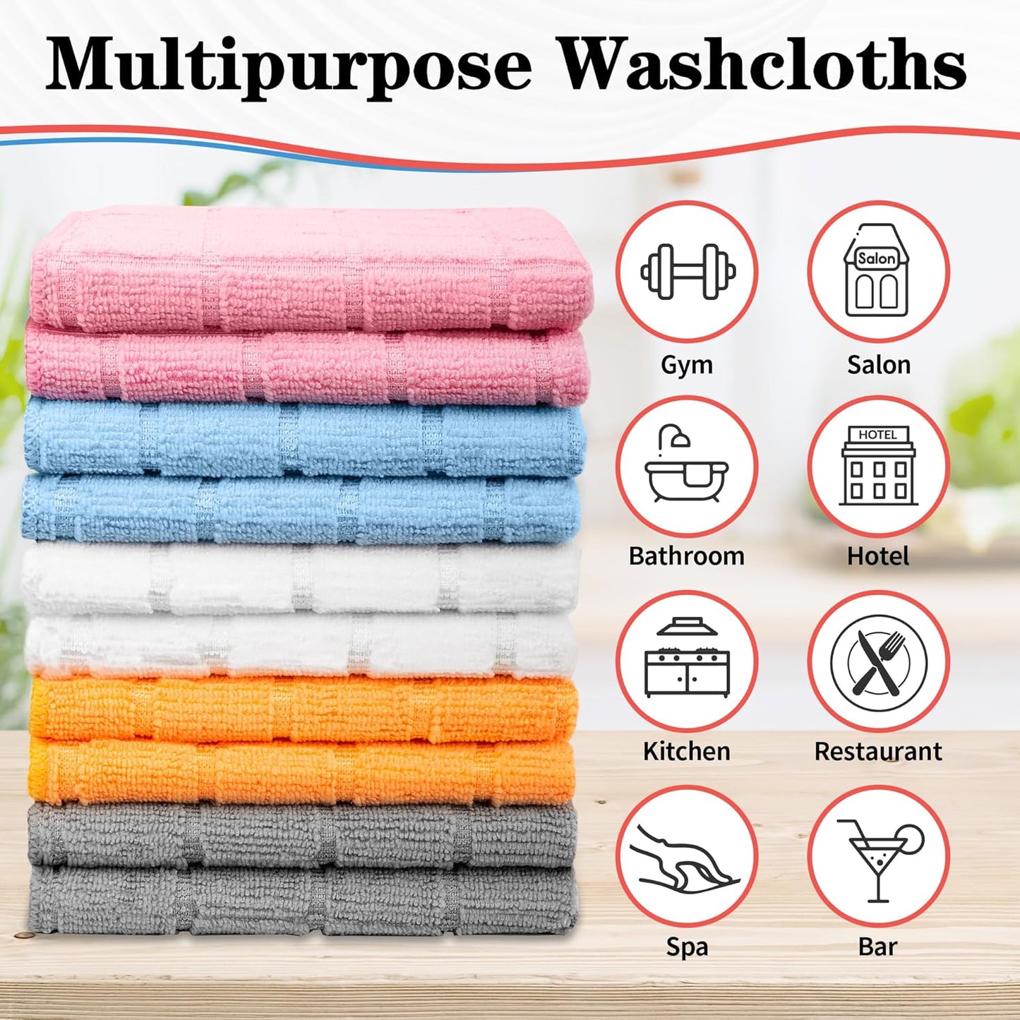 Microfiber Washcloths 50 Pack - Soft, Lint-Free Quick-Dry Face Towels for Gym, Bathroom & Kitchen
