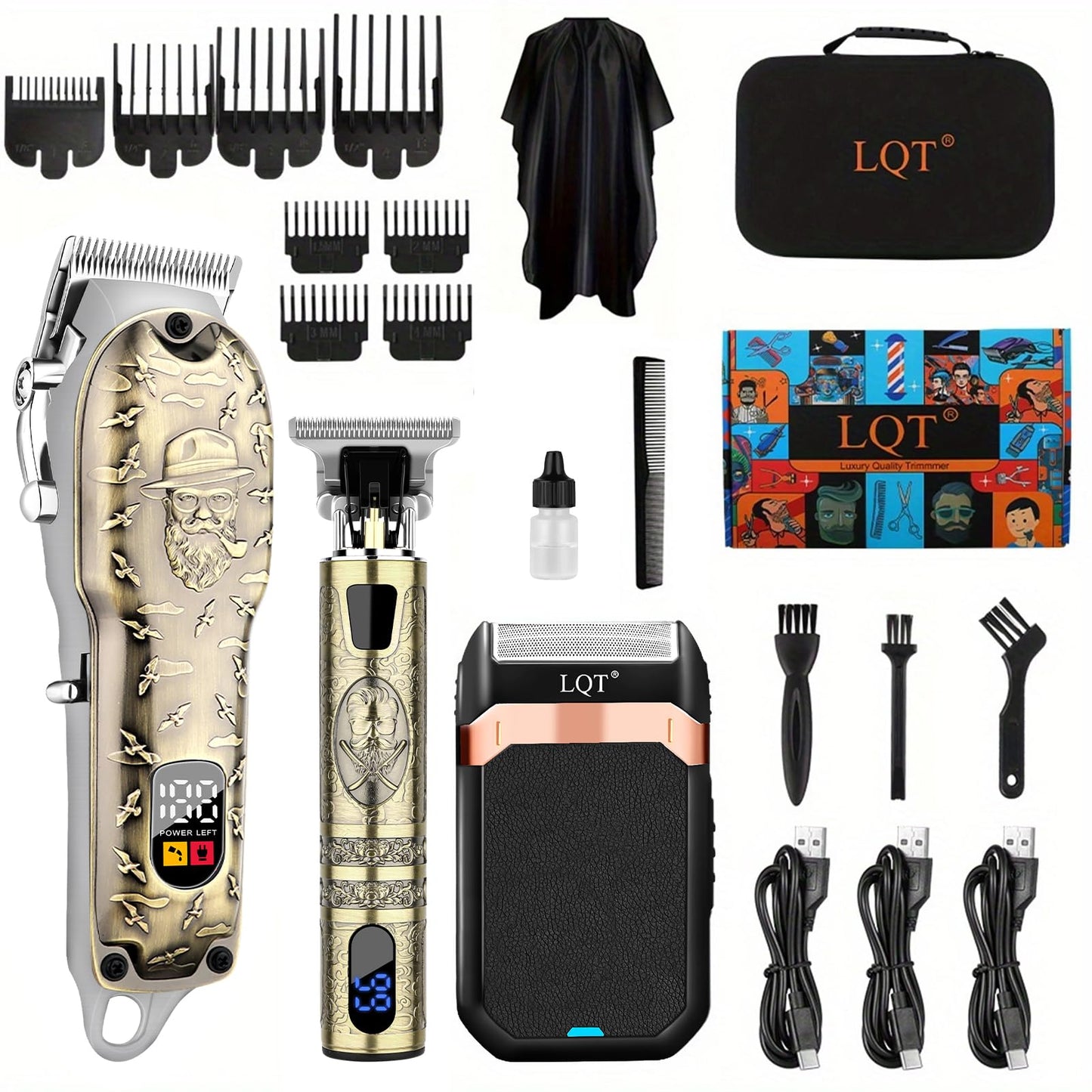 LQT Hair Clippers Set for Men, Hair Clipper Trimmer with LED Display, Professional Cordless Hair Clipper Shaver Beard Trimmer, Hair Cutting Machine for Men, Holiday Gift for Him Father's Day Gift