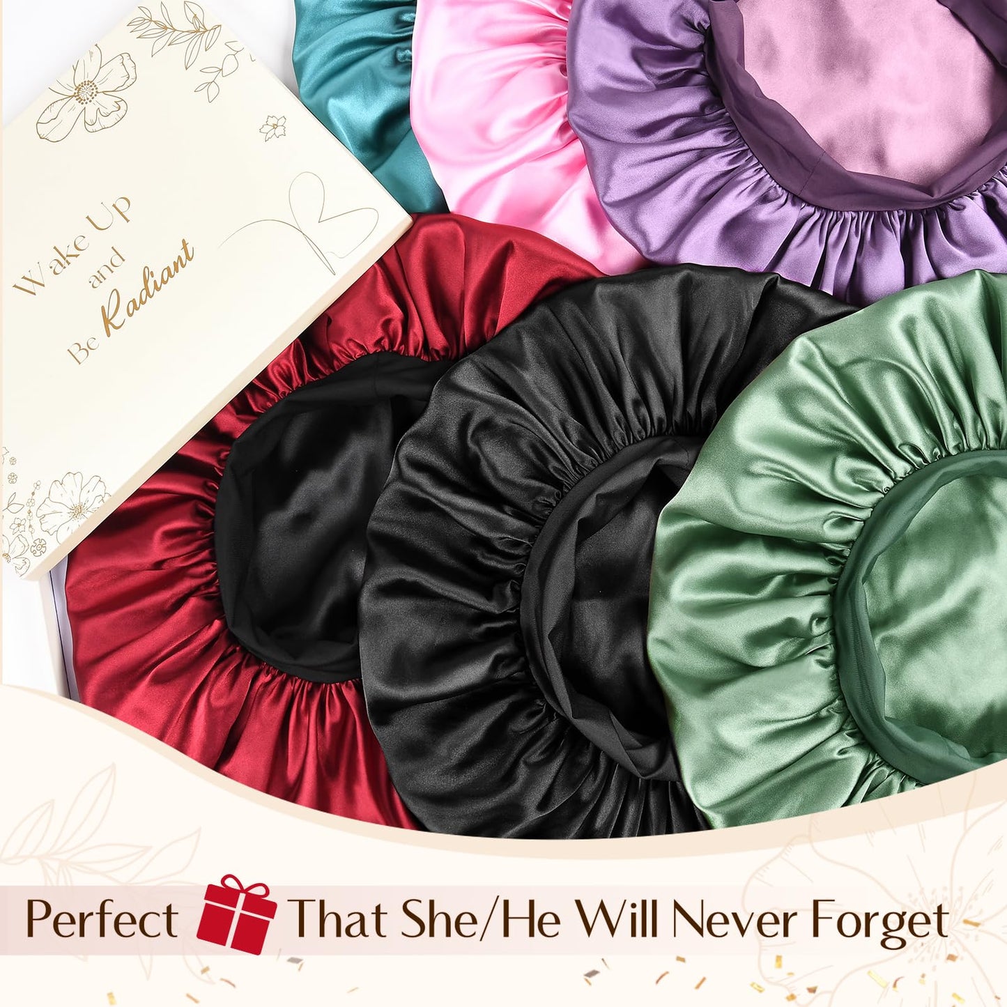 YANIBEST Silk Bonnet for Men Women Hair Bonnet for Sleeping Double Layer Satin Bonnets for Black Women Curly Hair Sleep Cap,Black