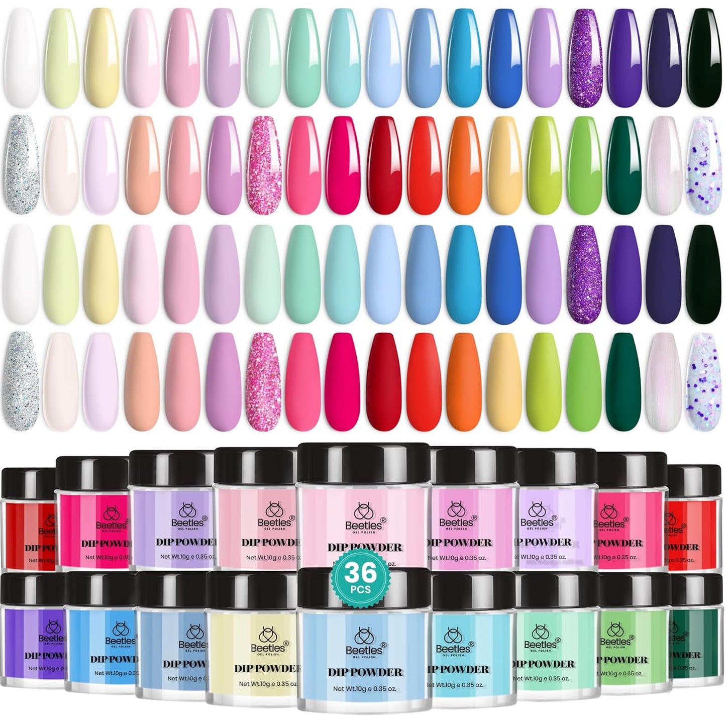 Beetles 20-Color Pink Nude Dip Powder Nail Kit - Jelly Effect & Glitter for DIY Manicure
