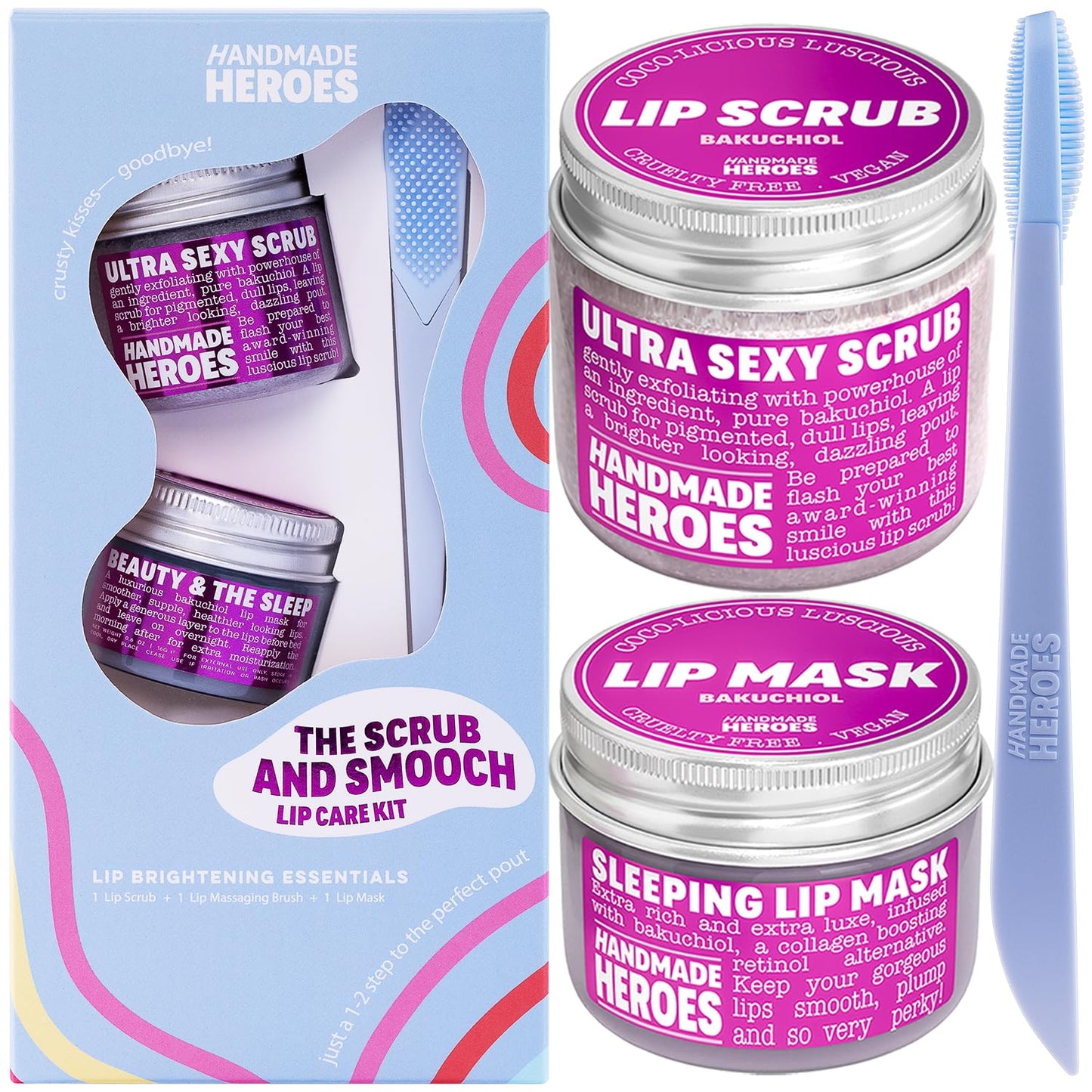 Vegan Coconut Lip Scrub - 100% Natural Exfoliator for Chapped Lips | 3pc Set