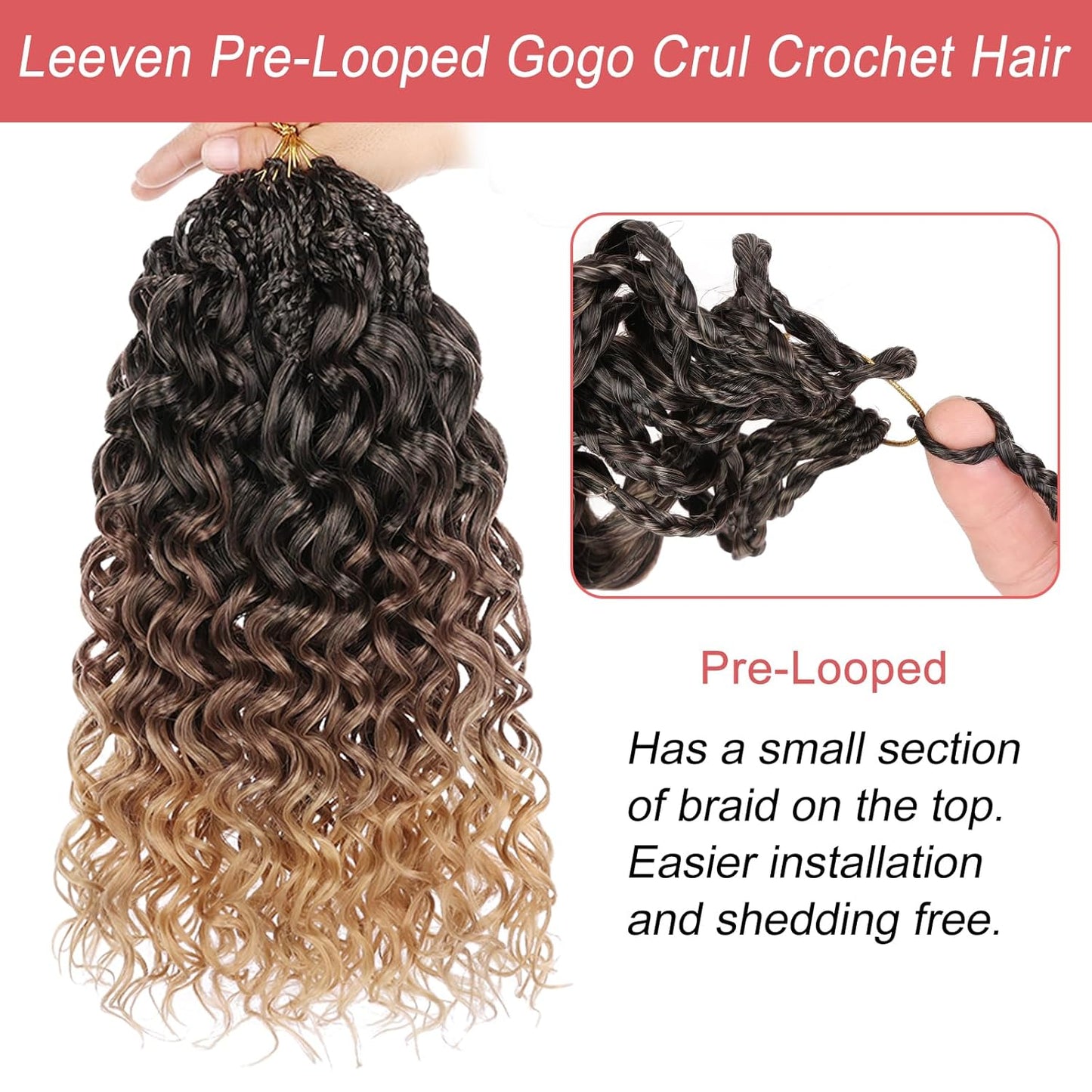 10 Inch Ombre Honey Blonde Gogo Curl Crochet Hair - 8 Packs Ocean Wave Short Curly Braids for Women & Kids