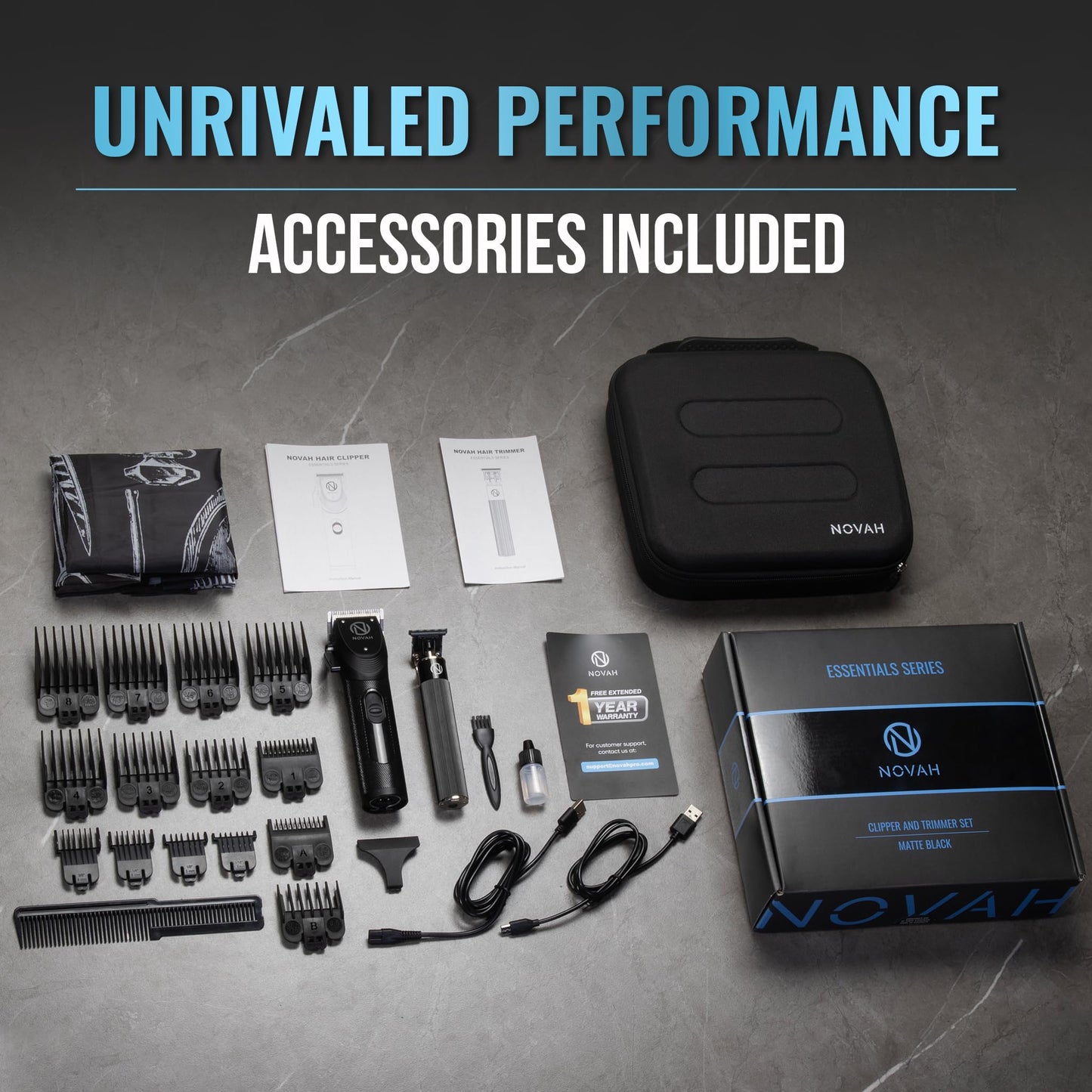Novah Professional Hair Clippers for Men, Professional Barber Clippers and Trimmer Set, Mens Cordless Clipper, Fade Haircut Kit, Electric Hair Cut Machines