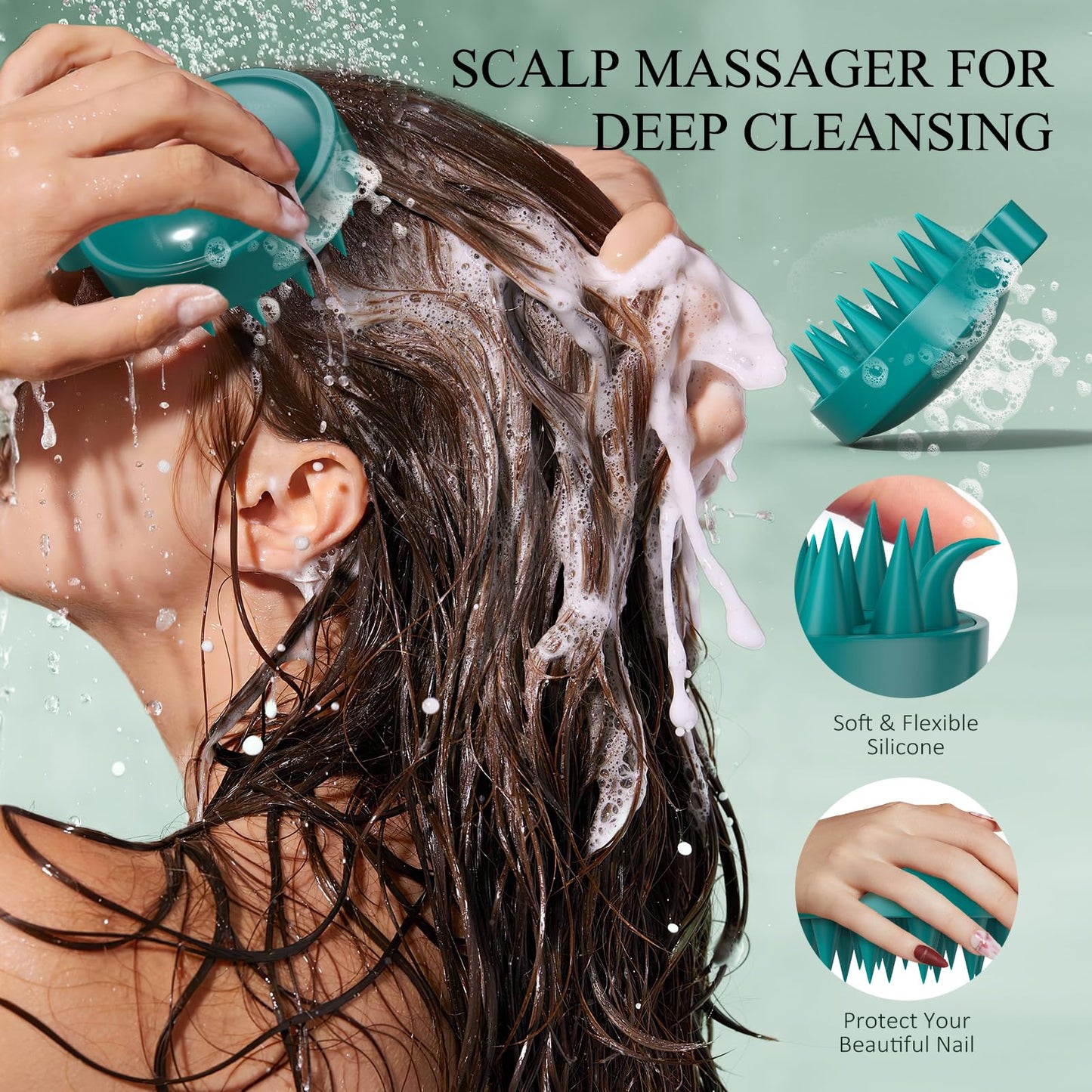 VOERUY Scalp Scrub, Rosemary Scalp Exfoliator Scrub Shampoo, 2-in-1 Scalp Treatment with Mint Oil, Hair Treatment to Clarify and Remove Build Up with Silicone Scalp Massager, 10.6oz/300g