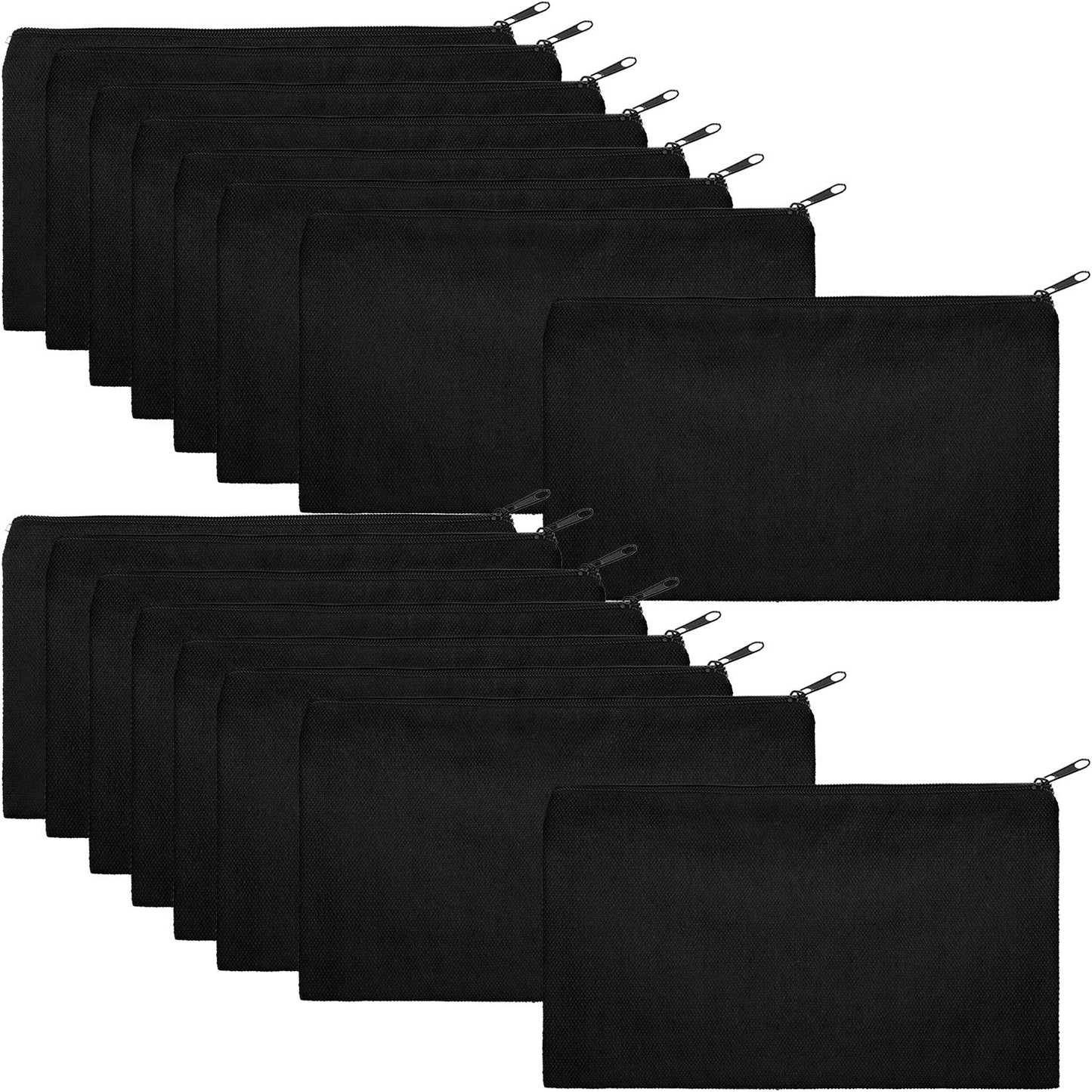 16 Pack Canvas Makeup Bags - Blank Zipper Pouches for DIY Crafts & Travel Toiletry Storage (Beige)
