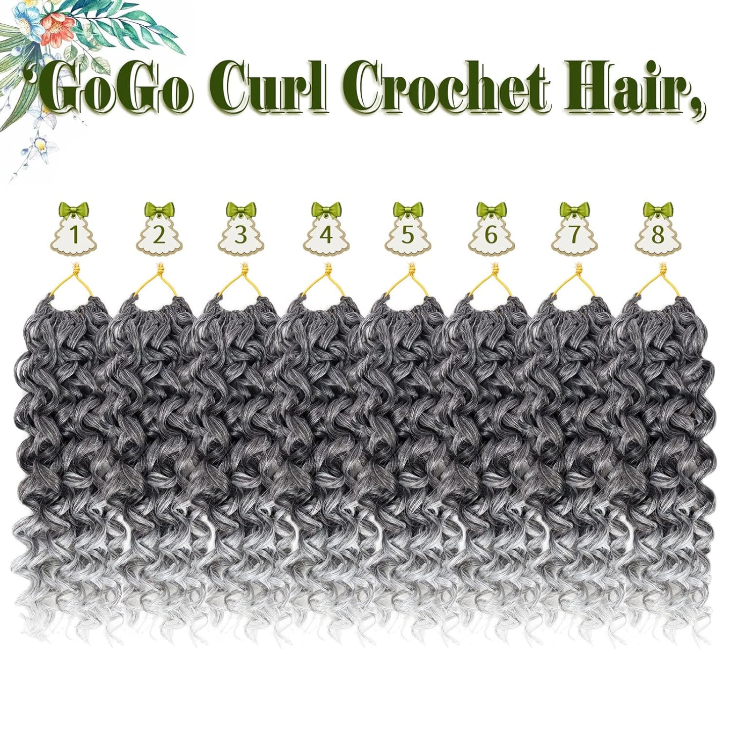 GoGo Curl Crochet Hair 10 Inch - 8 Packs Ombre Brown Water Wave Extensions for Black Women