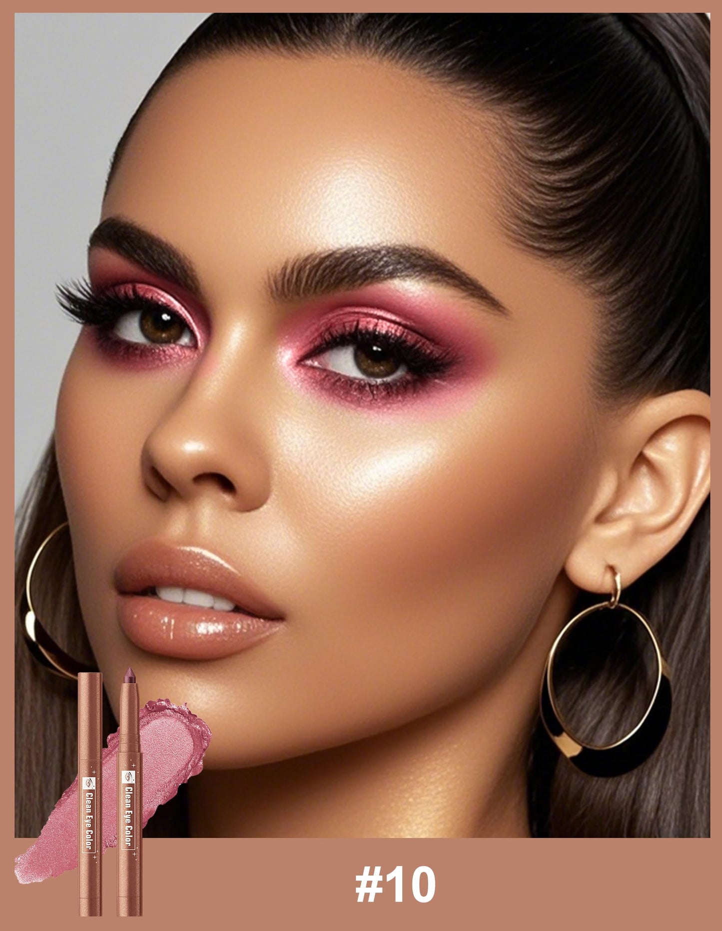 Erinde Cream Eyeshadow Stick, Metallic Eye Brightener Stick, Shimmer Creamy Eye Shadow Sticks with Built-in Sharpener, Long Lasting Waterproof Glitter Highlighter Eye Liner Pencil, 10