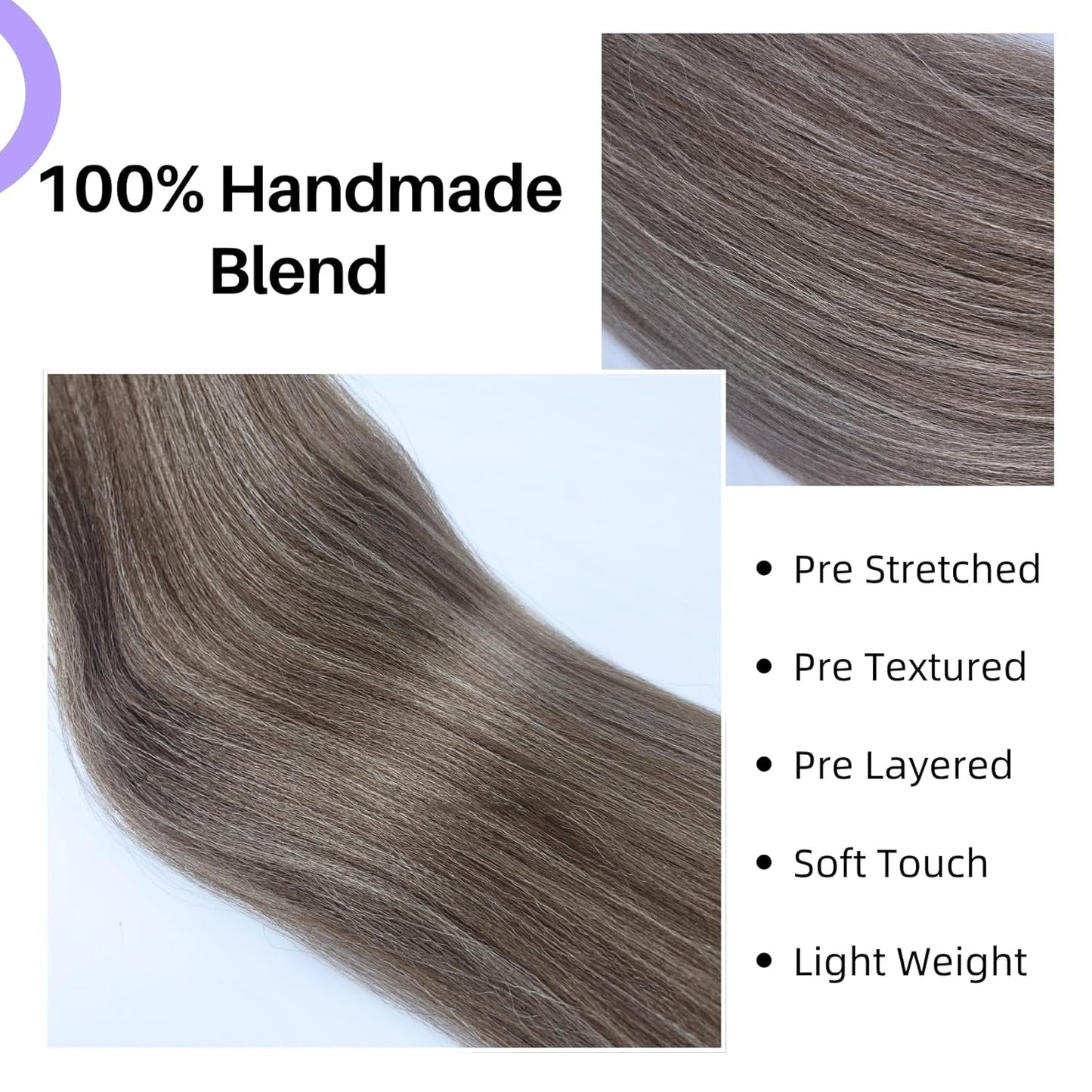 Ash Brown Pre-Stretched Knotless Braiding Hair Extensions - 6 Packs Synthetic Box Braids