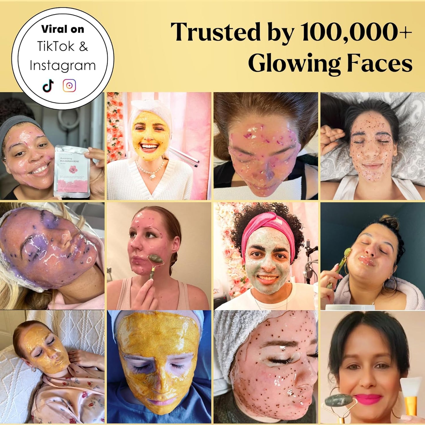 Bulgarian Rose Hydrating Jelly Face Mask - Brightening & Nourishing with Free Jade Roller | 23 Oz Professional Vajacial Mask