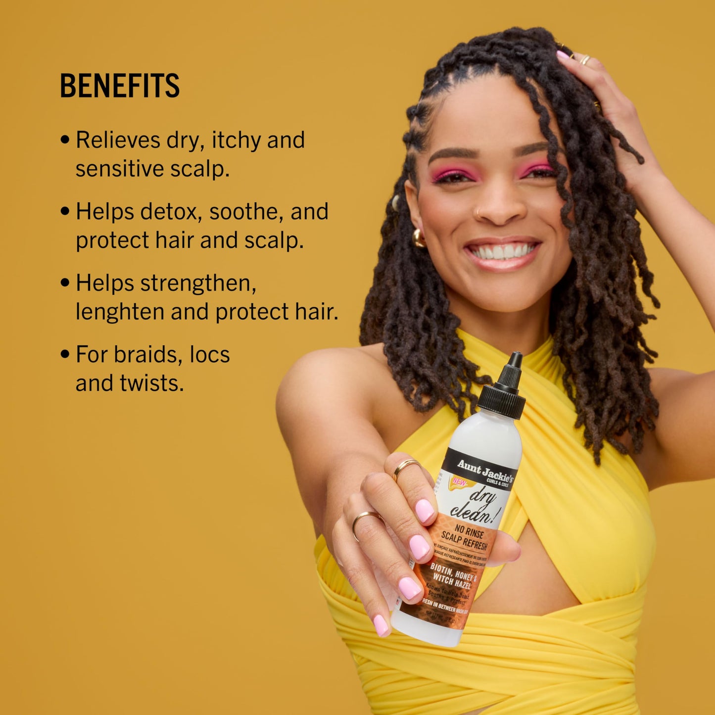 Aunt Jackie's Braid + Twist Collection Dry Clean! No Rinse Scalp Refresh – Detox and Moisturize Scalp with Witch Hazel, Scalposine, Biotin, and Honey – 6 fl oz