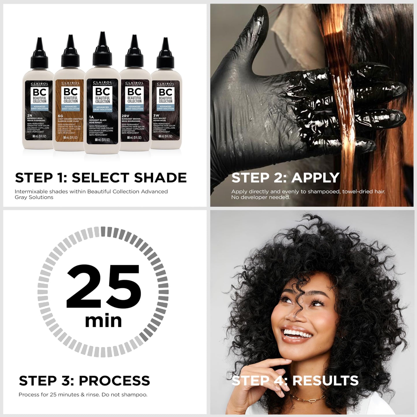 Clairol Professional Beautiful Collection Advanced Gray Solutions, 1A Midnight Black, 3 oz. - Packaging May Vary