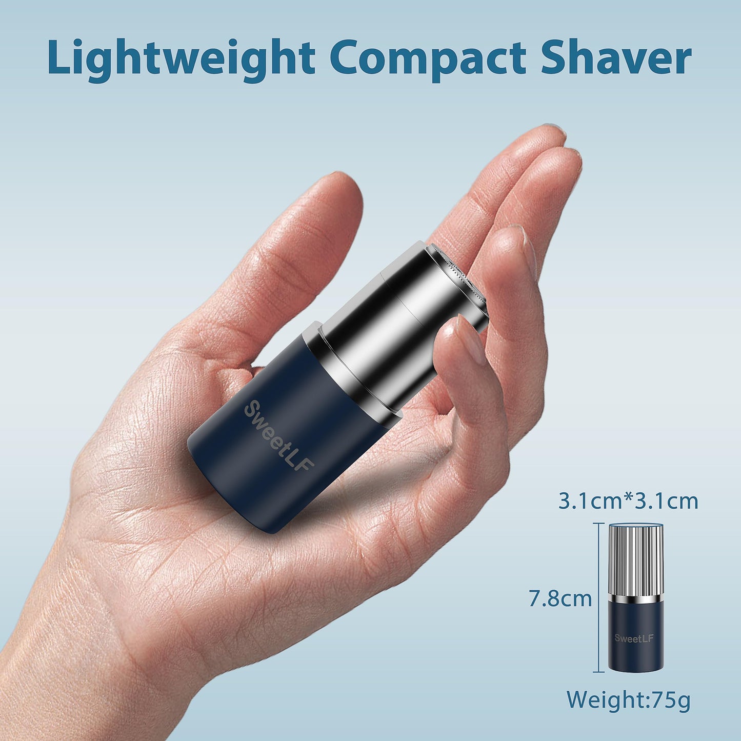 SweetLF Mini Electric Razor, Travel Electric Shaver for Men, IPX7 Waterproof, Painless, Rechargeable, Wet & Dry Shaving,with Floating Head, Type-c Charging,Black
