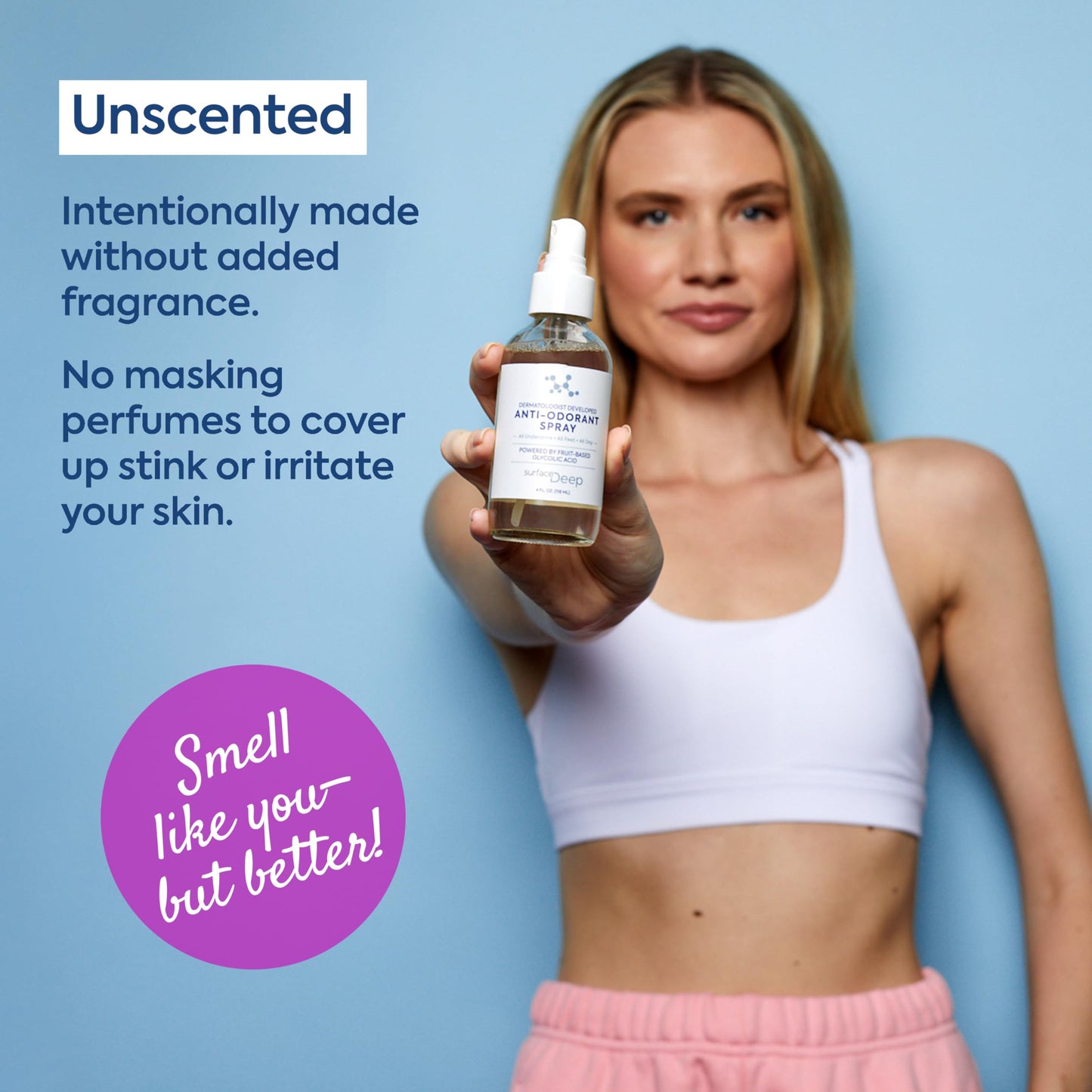 Surface Deep Natural Spray Deodorant for Men/Women, Anti-Odorant, Natural Spray Deodorant for Women and Men, Aluminum Free, Vegan, Cruelty Free. Dermatologist Developed.