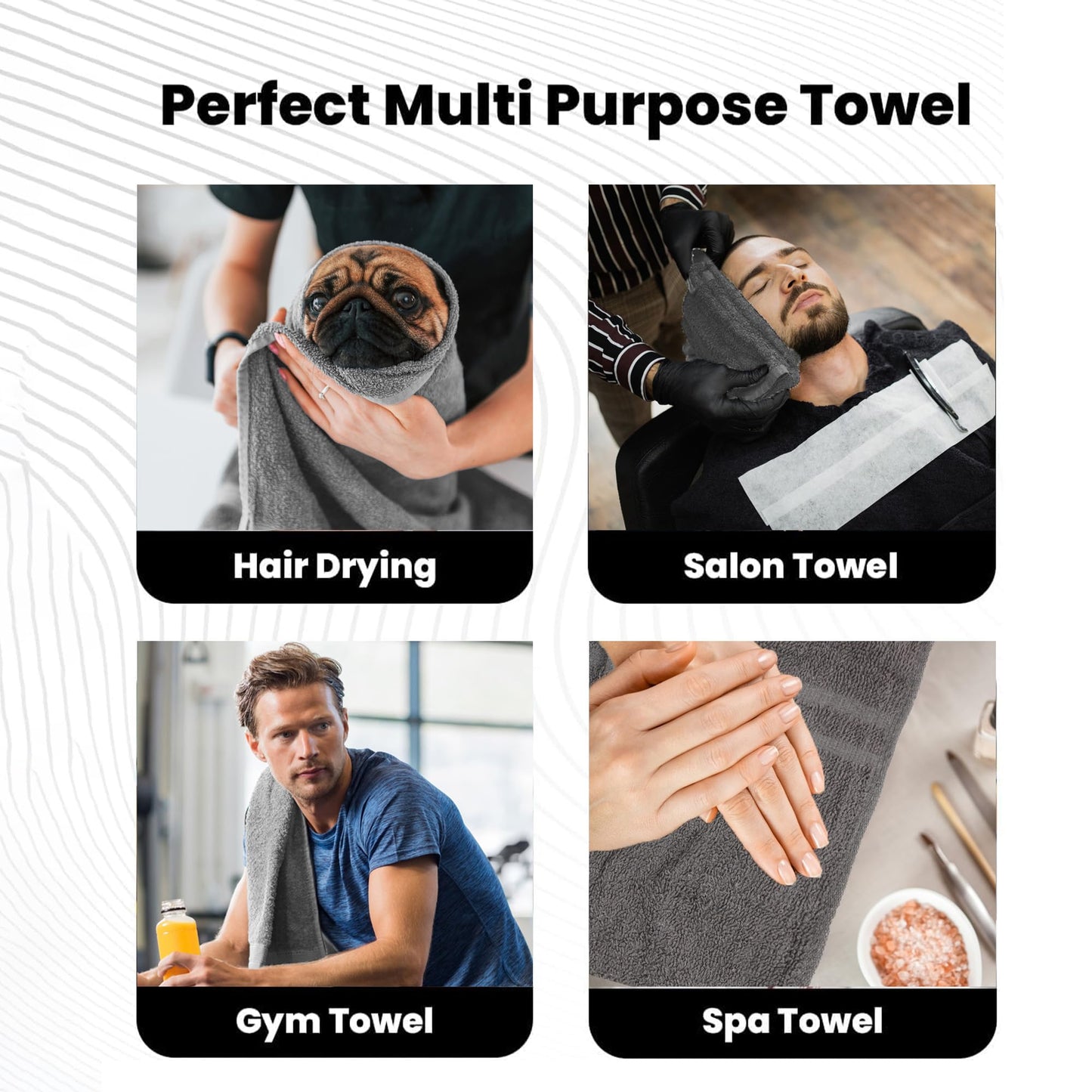 STF Linen 24 Pack Dark Grey Hand Towel 100% Cotton Spa Towel – 16x27 inches Highly Absorbable Facial Towels Gym, Hair Towel and Face Towel Bulk Small Towels (Not Bleach Proof)