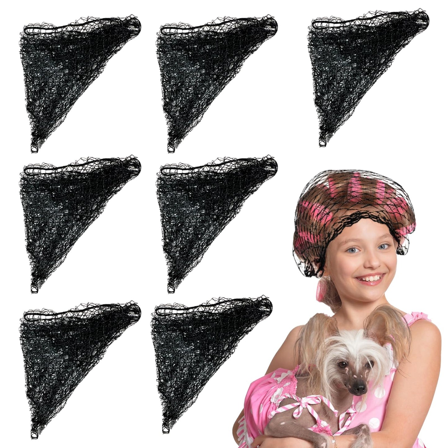 OWMOSYX 7 Piece Triangle Hair Net for Rollers Women Mesh Hair Net Setting for Salon Home Sleep Styling Curl Setting Fixed Hairstyle Protection while Drying or Sleeping