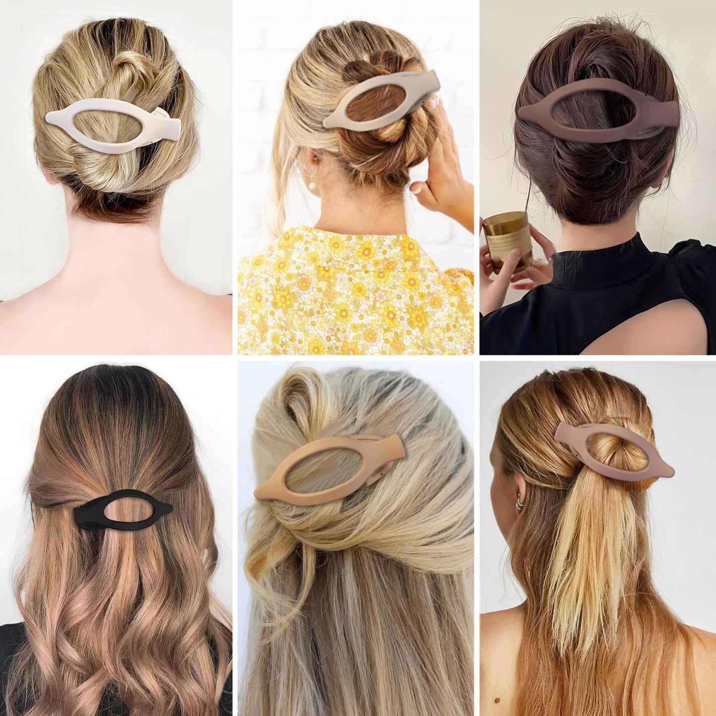 CHANDAT Flat Hair Clip 6 pcs Lay Down Claw Clips Hair Accessories for Women -Brown