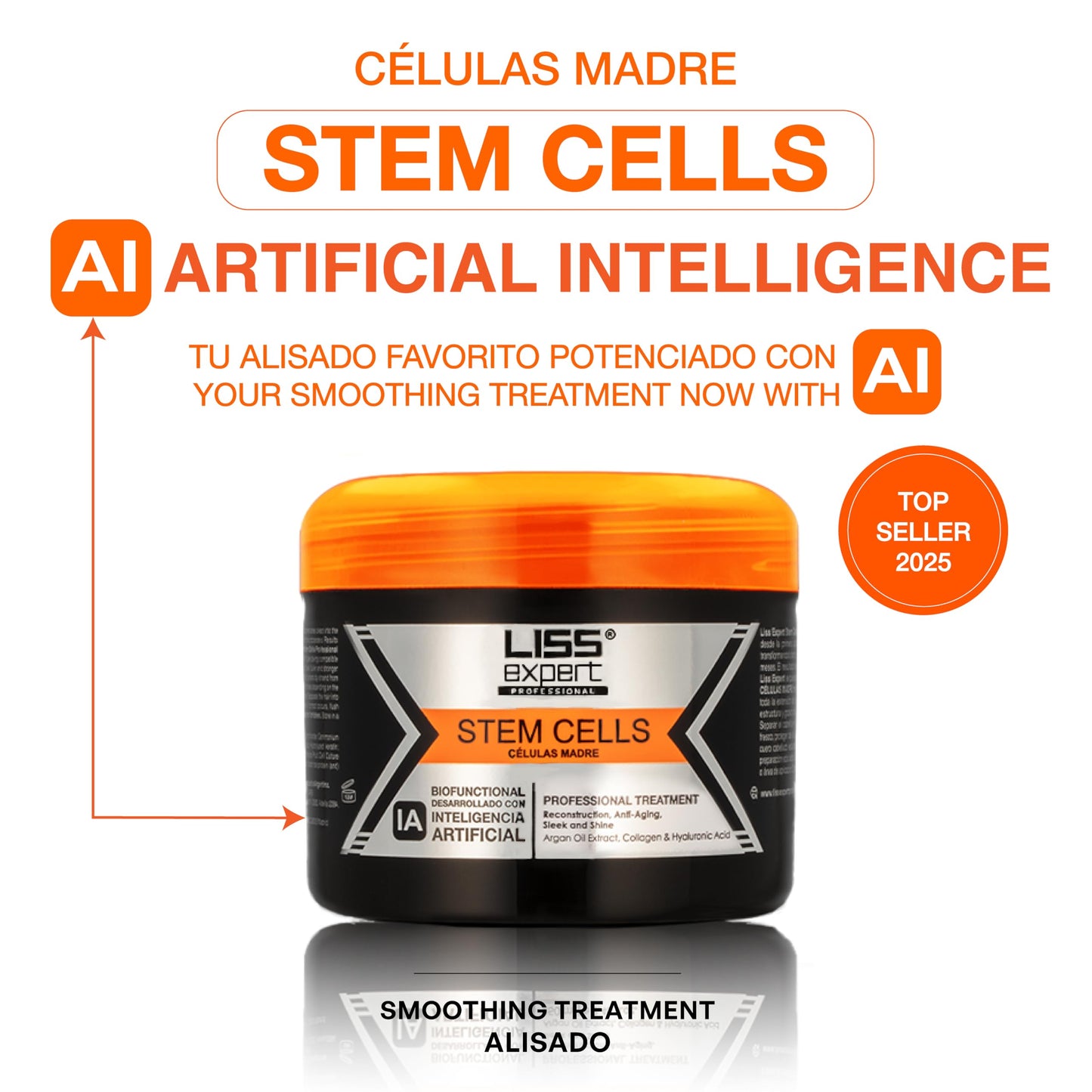 Liss Expert Stem Cells Smoothing Treatment – Organic Keratin & Argan Oil – Nanoplasty for Frizz-Free Repair & Shine – Professional Straightening - ONE Shoulder length application