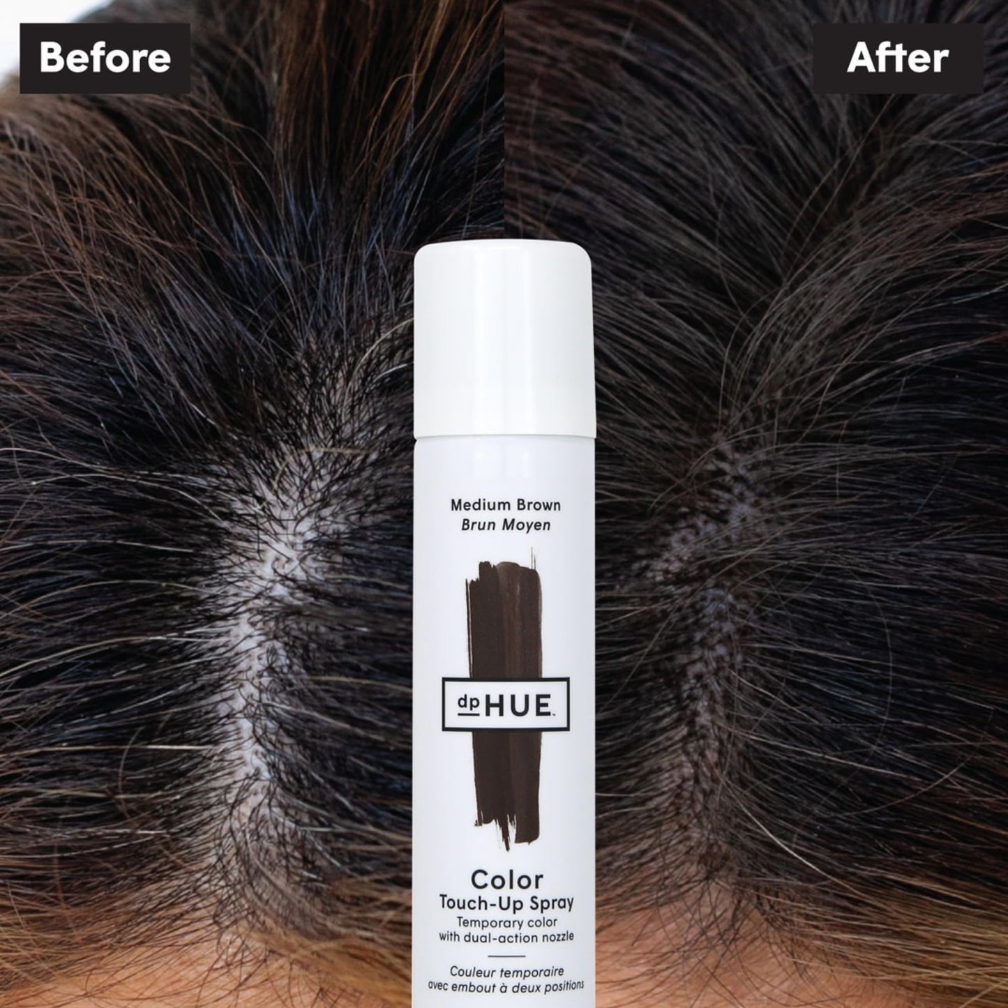 dpHUE Color Touch-Up Spray, Medium Brown - 1.8 fl oz - Temporary Hair Color to Fill In & Cover Grays - Fast-Drying Formula - Vegan, Cruelty Free