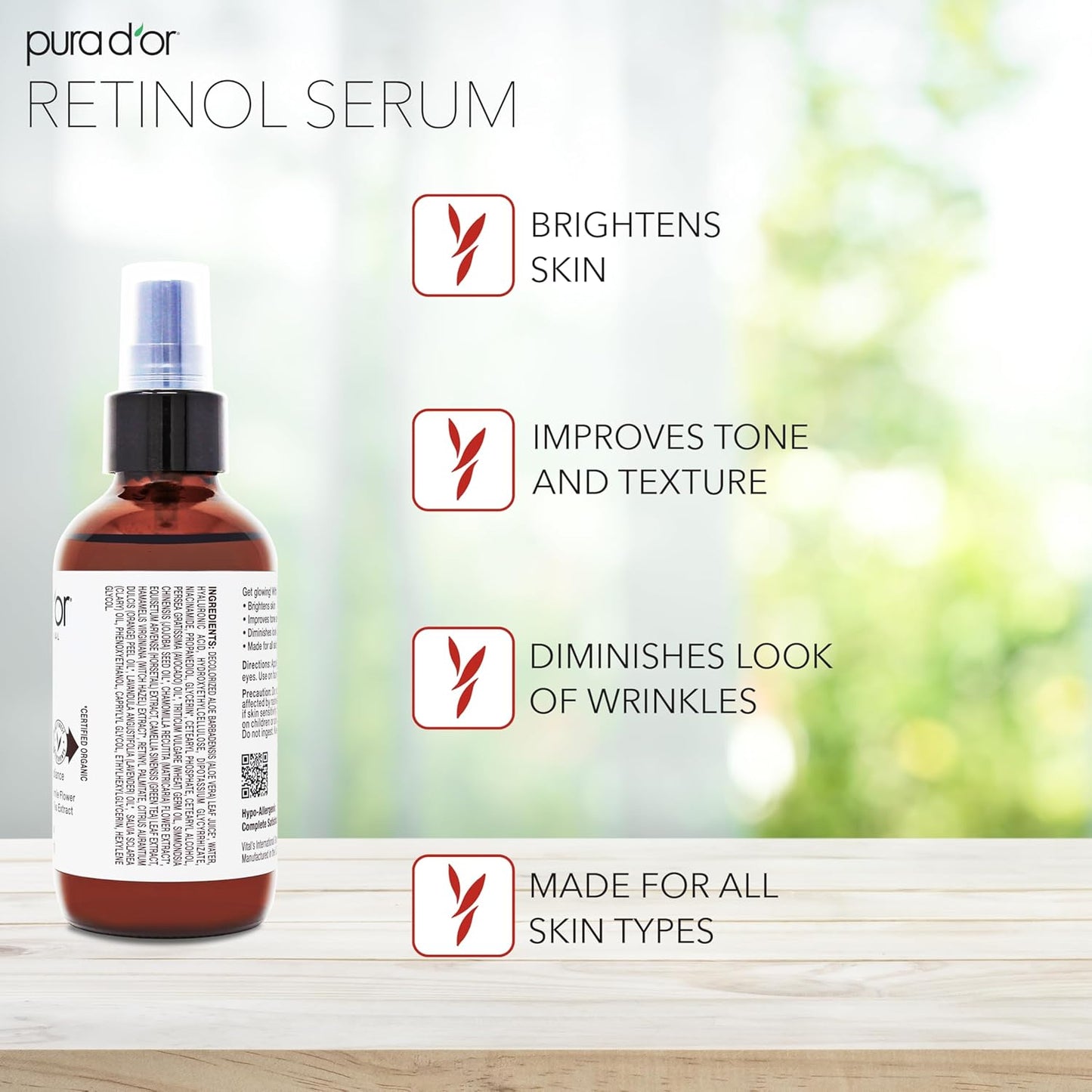 Retinol Serum 3.3 Oz - Anti-Aging Night Treatment for Radiant Skin - Natural Vitamin A & Collagen Booster