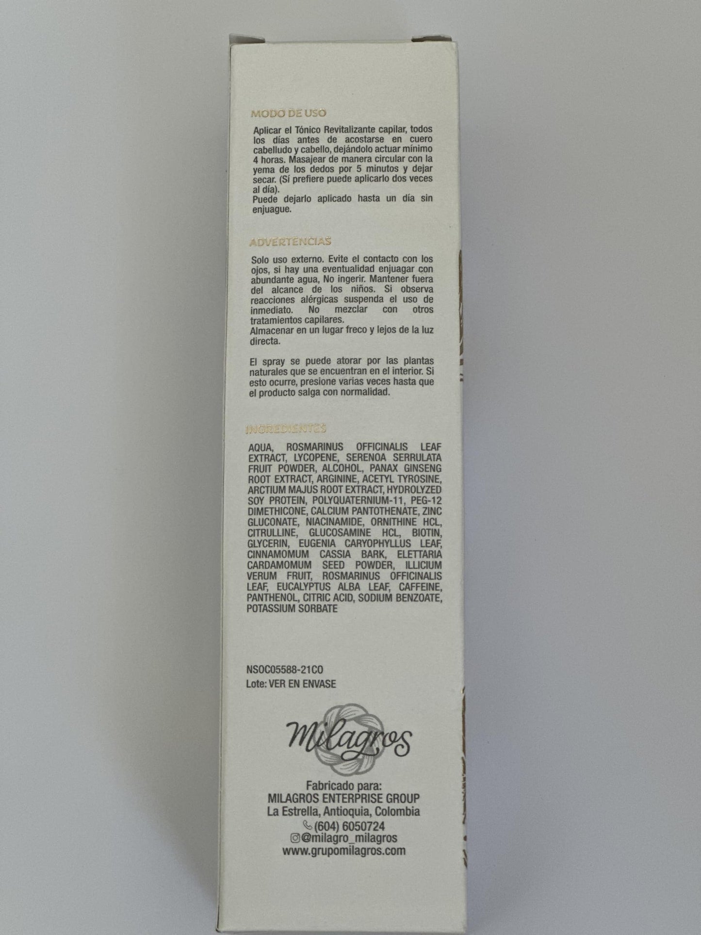 TONICO REVITALIZANTE MILAGROS