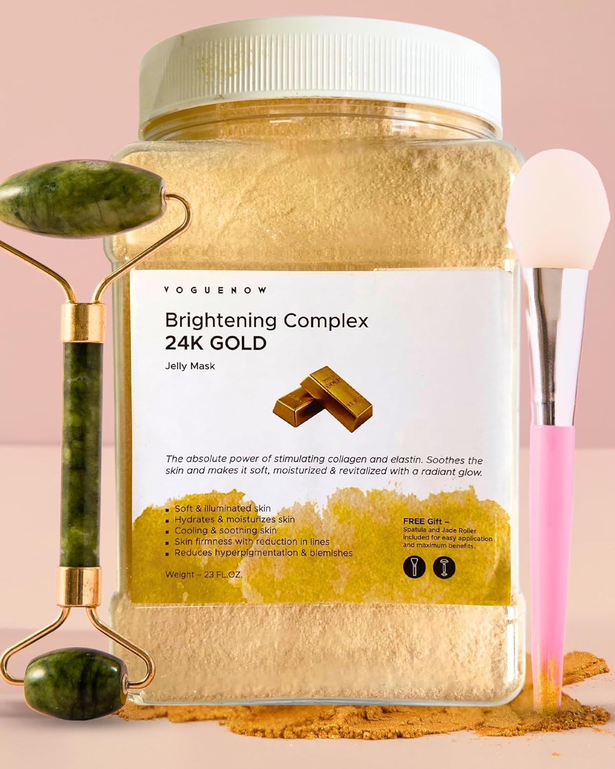 Bulgarian Rose Hydrating Jelly Face Mask - Brightening & Nourishing with Free Jade Roller | 23 Oz Professional Vajacial Mask