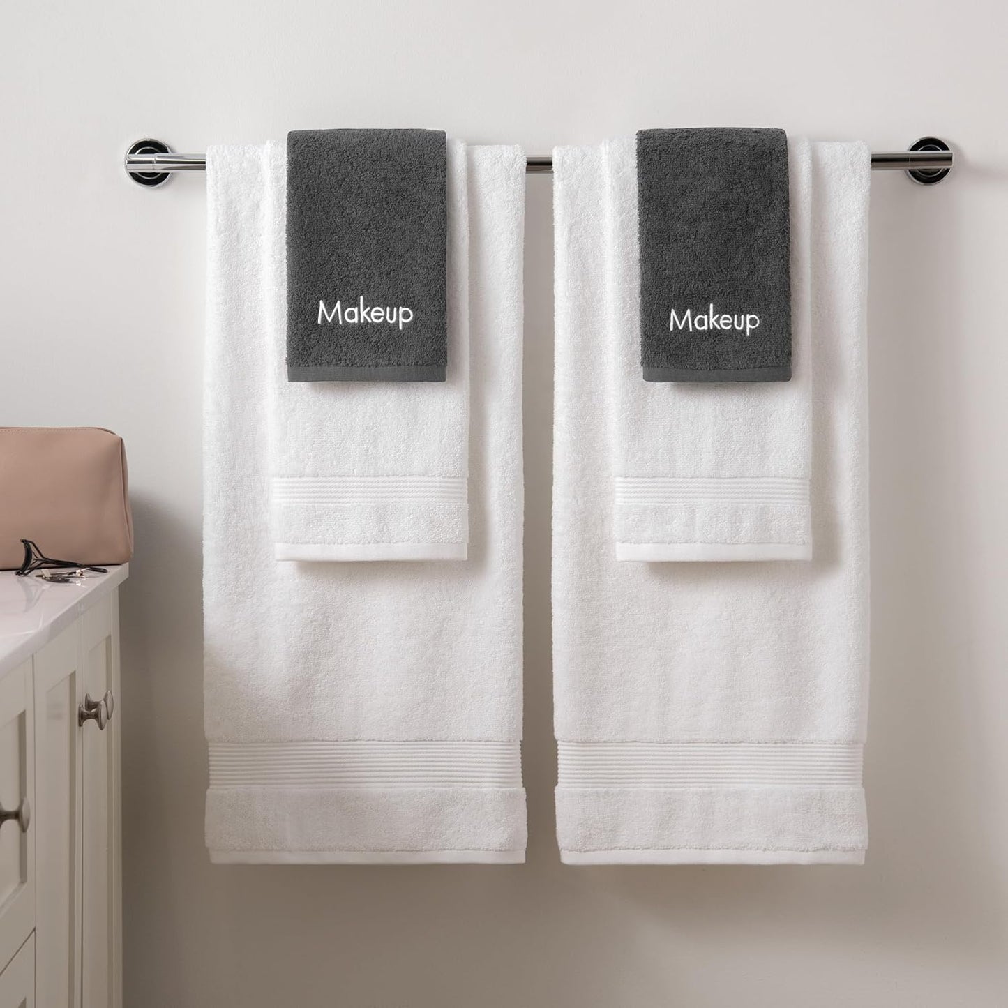 Arkwright Cotton Makeup Towels - 6 Pack, Soft FingerTip Washcloths for Bathroom & Artists, 11x17 in, Black