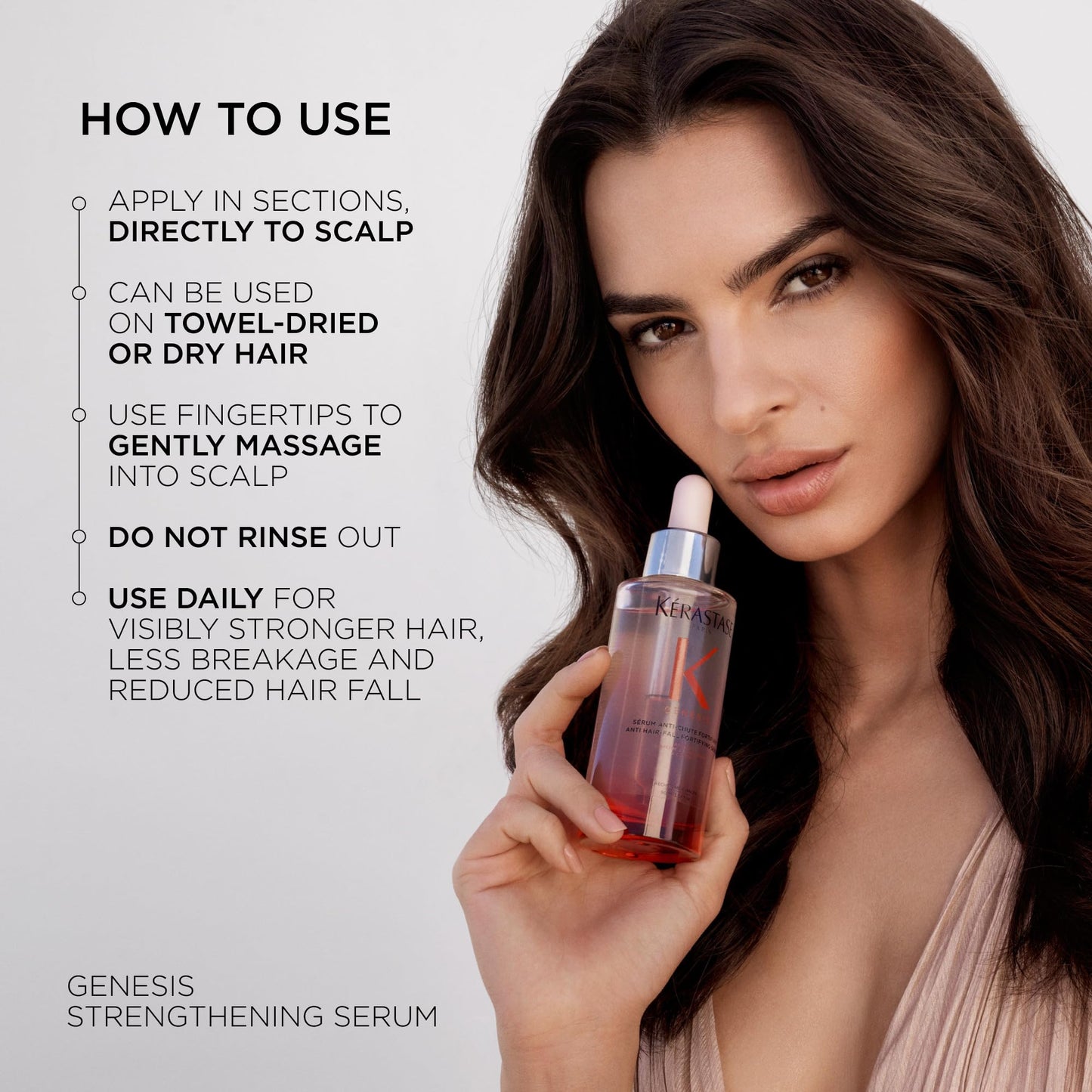 Kerastase Genesis Hair Serum - Prevents Hair Fall from Brushing, Strengthens Weak Hair, Enriched with Ginger & Caffeine, 97% Less Breakage