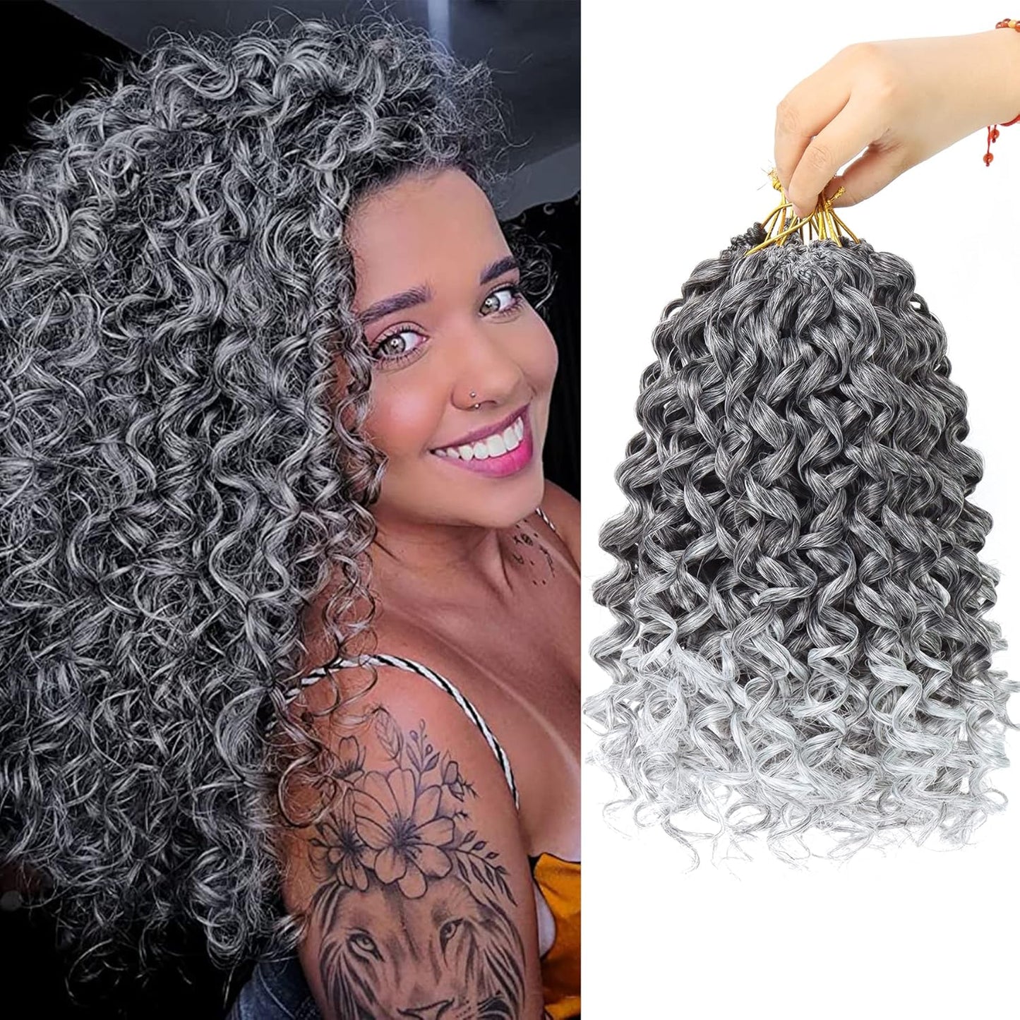 GoGo Curl Crochet Hair 10 Inch - 8 Packs Ombre Brown Water Wave Extensions for Black Women